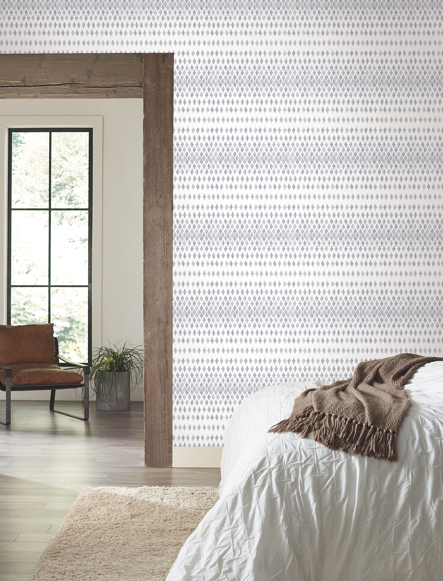 York Wallcoverings FH4042 Simply Farmhouse 56.4-Sq. Feet Navy Non-woven Geometric Unpasted Wallpaper