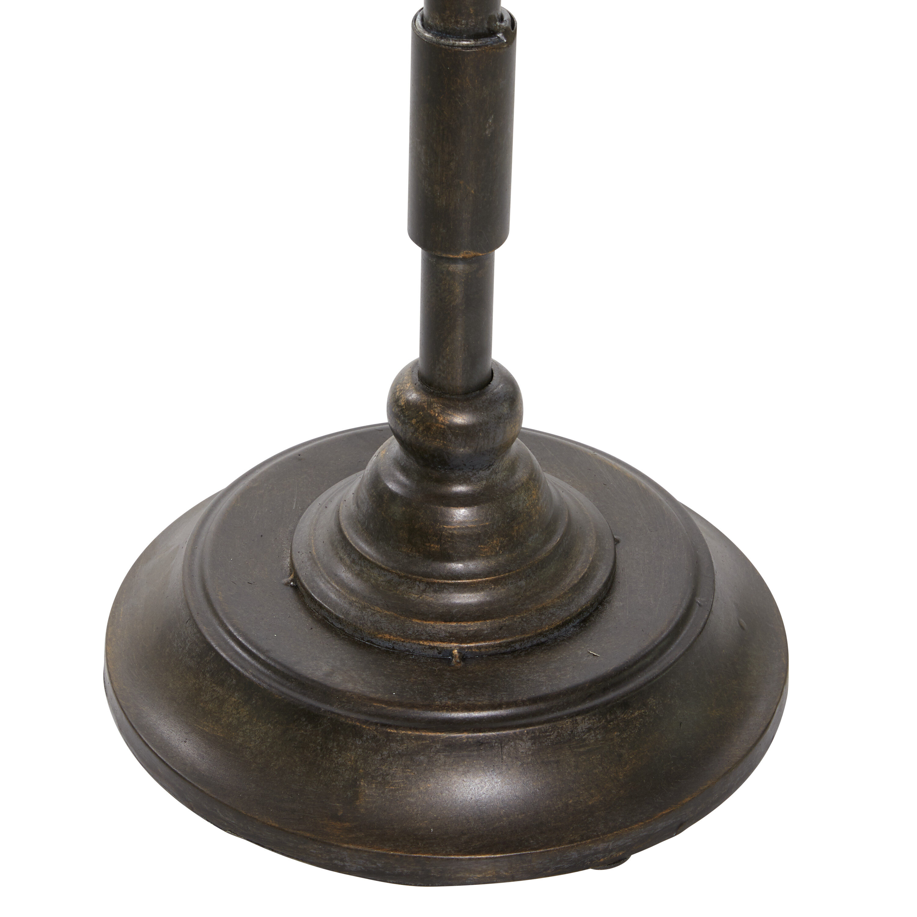 Industrial Black Metal and Brown Wood Round Accent Table