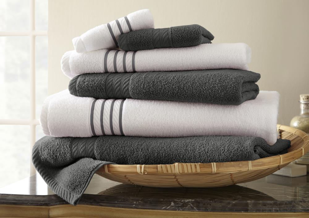 Amrapur Overseas 6-Piece Platinum Cotton Bath Towel Set (QD Stripe Towel) in the Bathroom Towels 