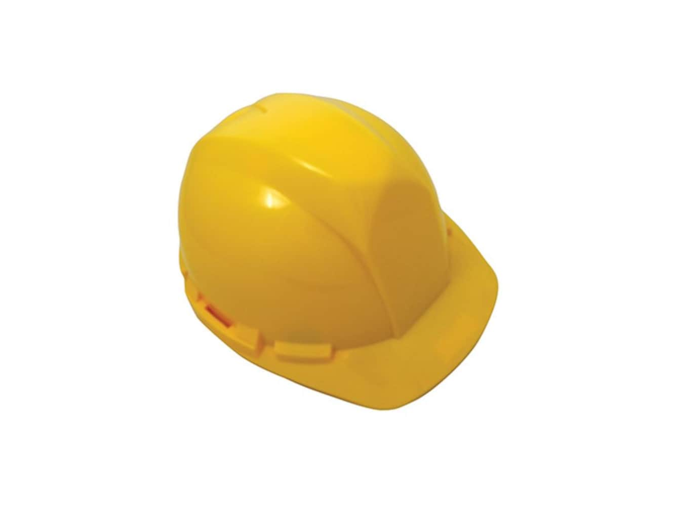 Safety Works Yellow Hard Hat with Adjustable Strap, Lightweight