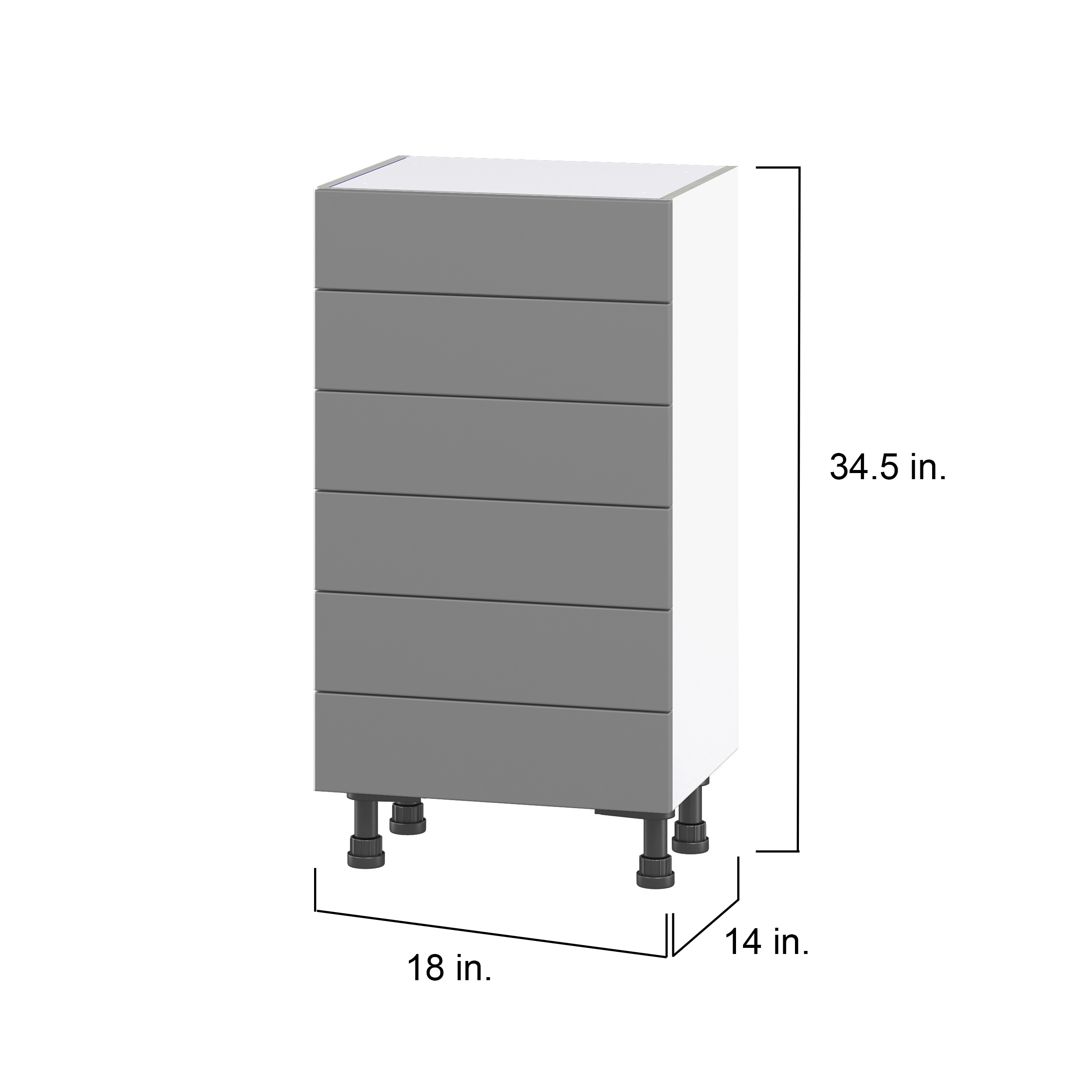 Hugo&Borg Beaumont 15-in W x 34.5-in H x 14-in D Slate Gray 6-Drawer Base Fully Assembled Cabinet