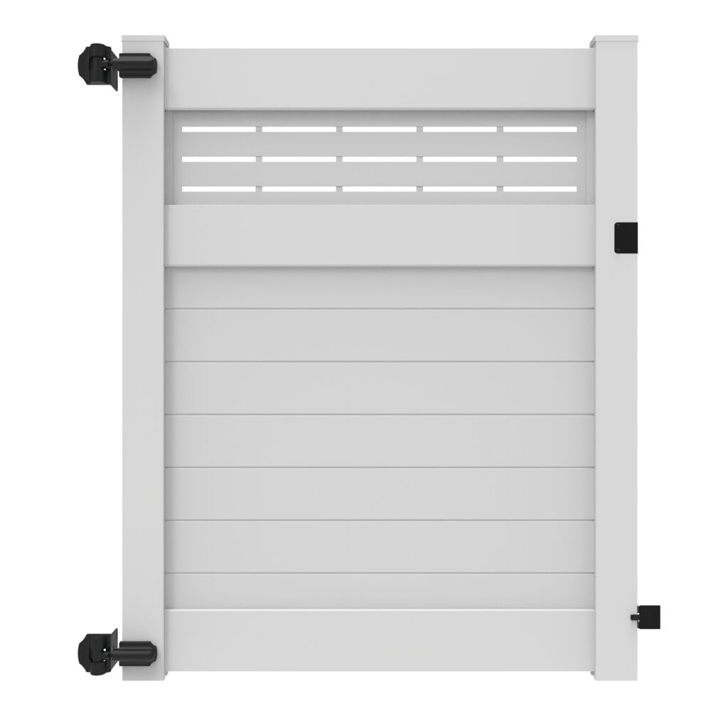 Freedom 73045609 Barington/Newbeck DSP 6-ft H x 5-ft W White Privacy Vinyl Flat-top Fence gate kit (Unassembled)