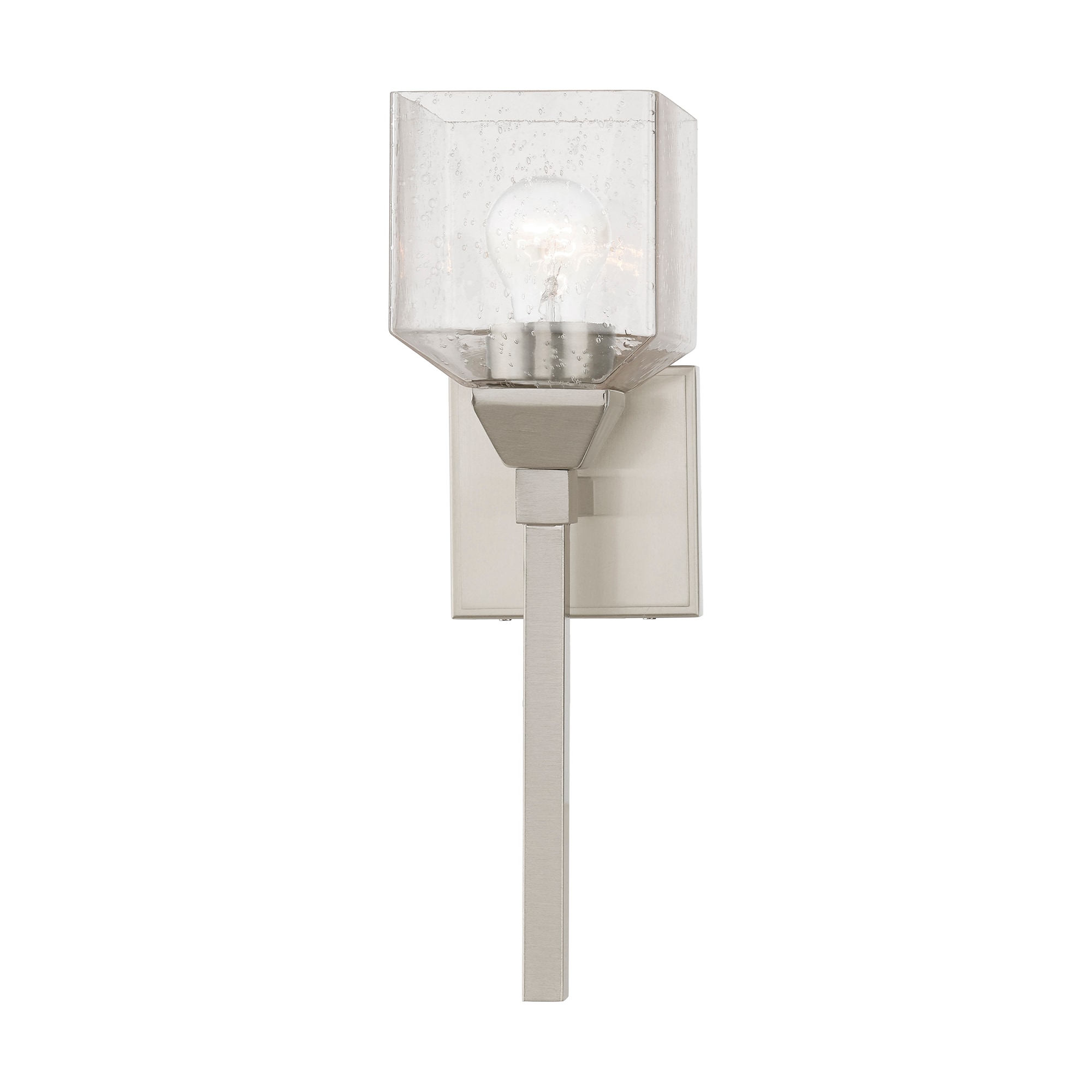 Brushed Nickel Vanity Light with Clear Seeded Glass Shade