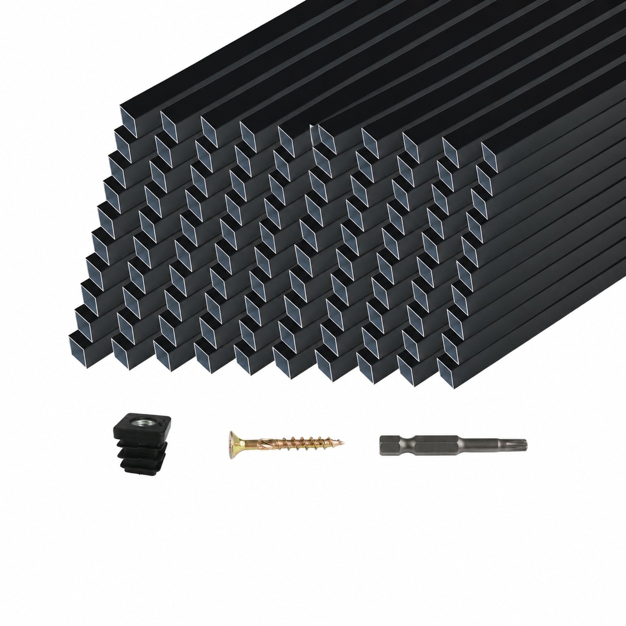Aoibox  36 in x 0 75 in Square Hollow Aluminum Deck Balusters in Black for Wood and Composite Railing Systems