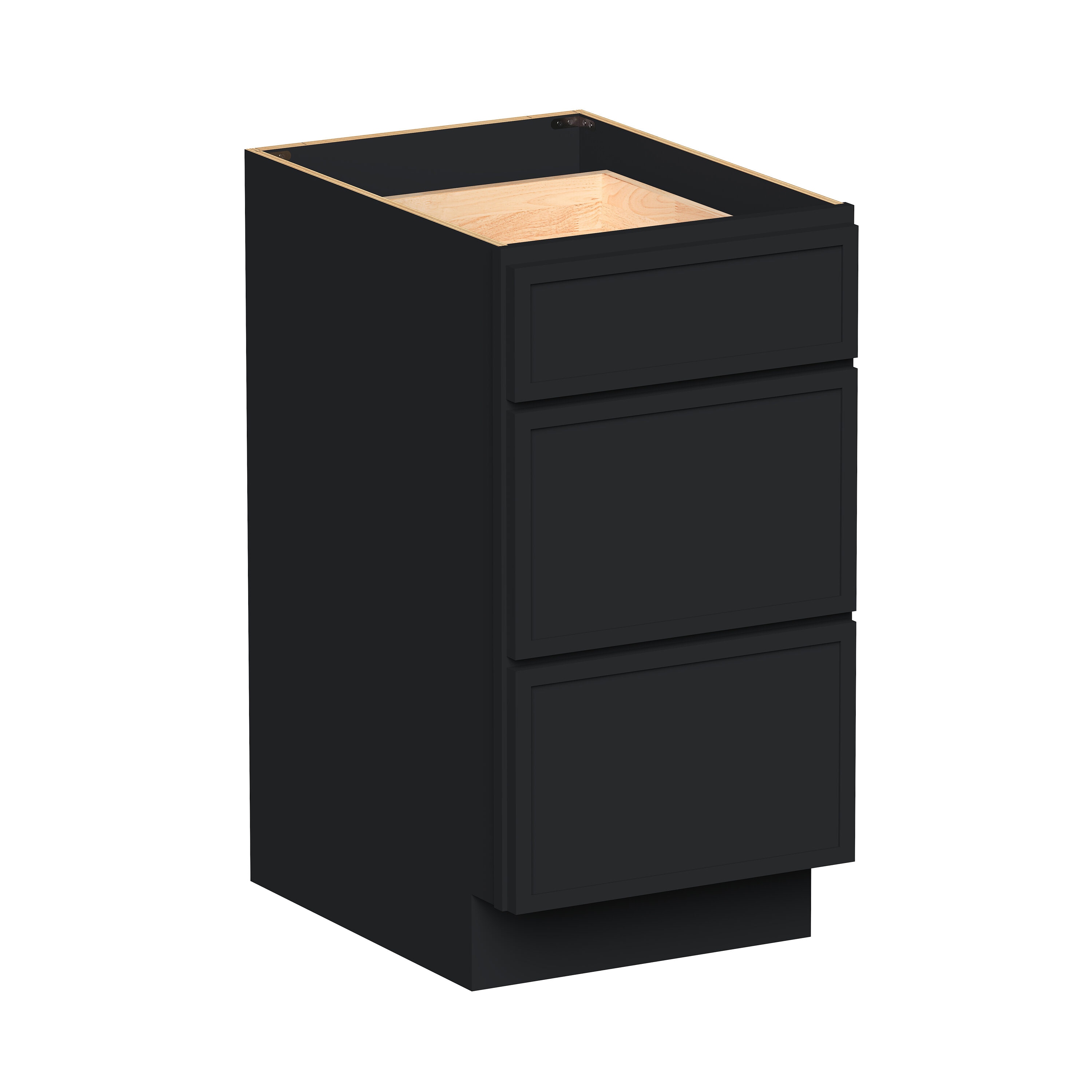 Boyel Living 18-in W x 34.5-in H x 24-in D Black Shaker Ready-to-Assemble Kitchen 3-Drawer Base Cabinet with Soft-Close Drawers #BL-DB18SSE