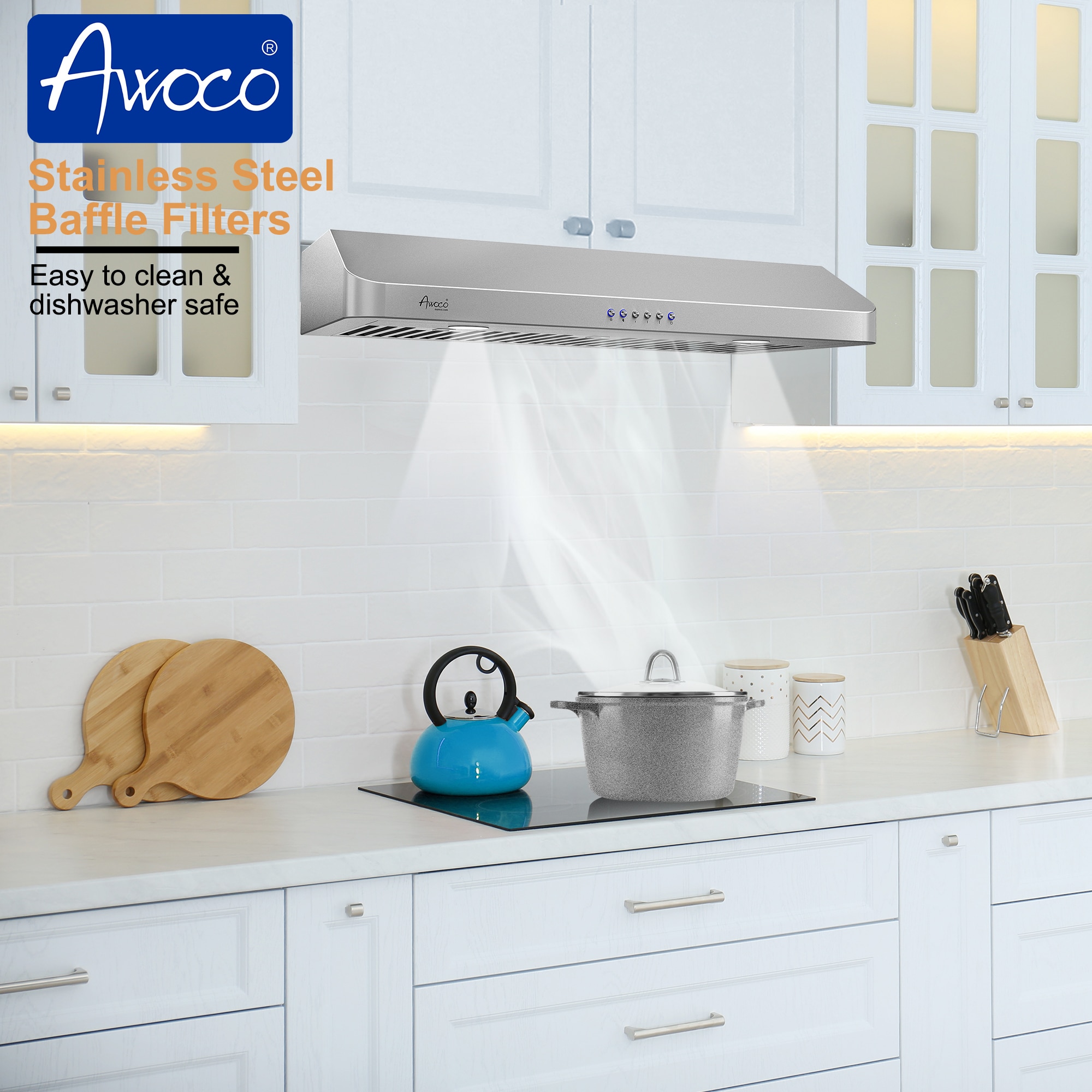 Awoco 30-in Undercabinet Ducted Stainless Steel Range Hood in the 