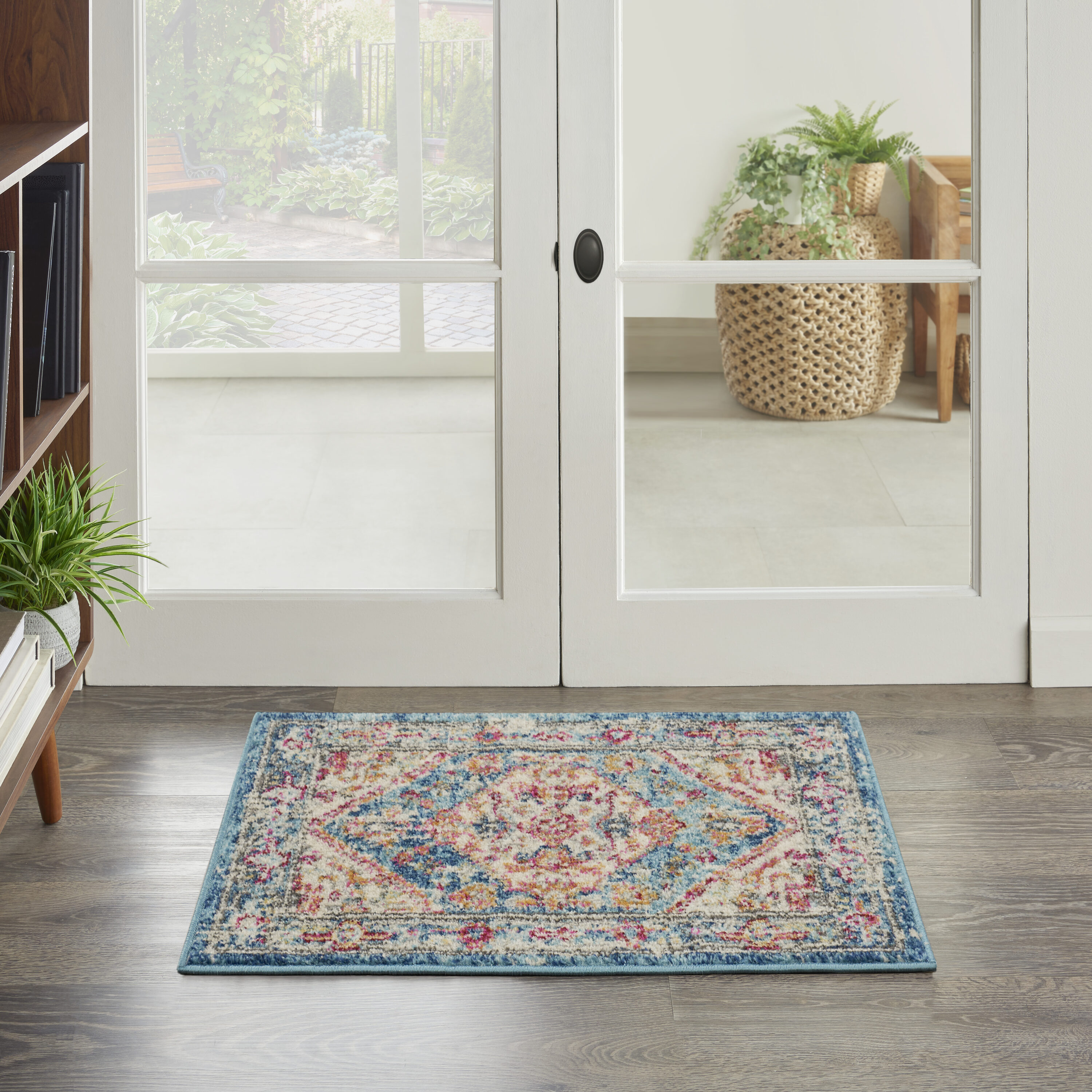 Nourison 099446809056 Passion 2 x 3 (ft) Loomed Polypropylene Ivory/Light Blue Rectangular Indoor Medallion Bohemian/Eclectic Area rug