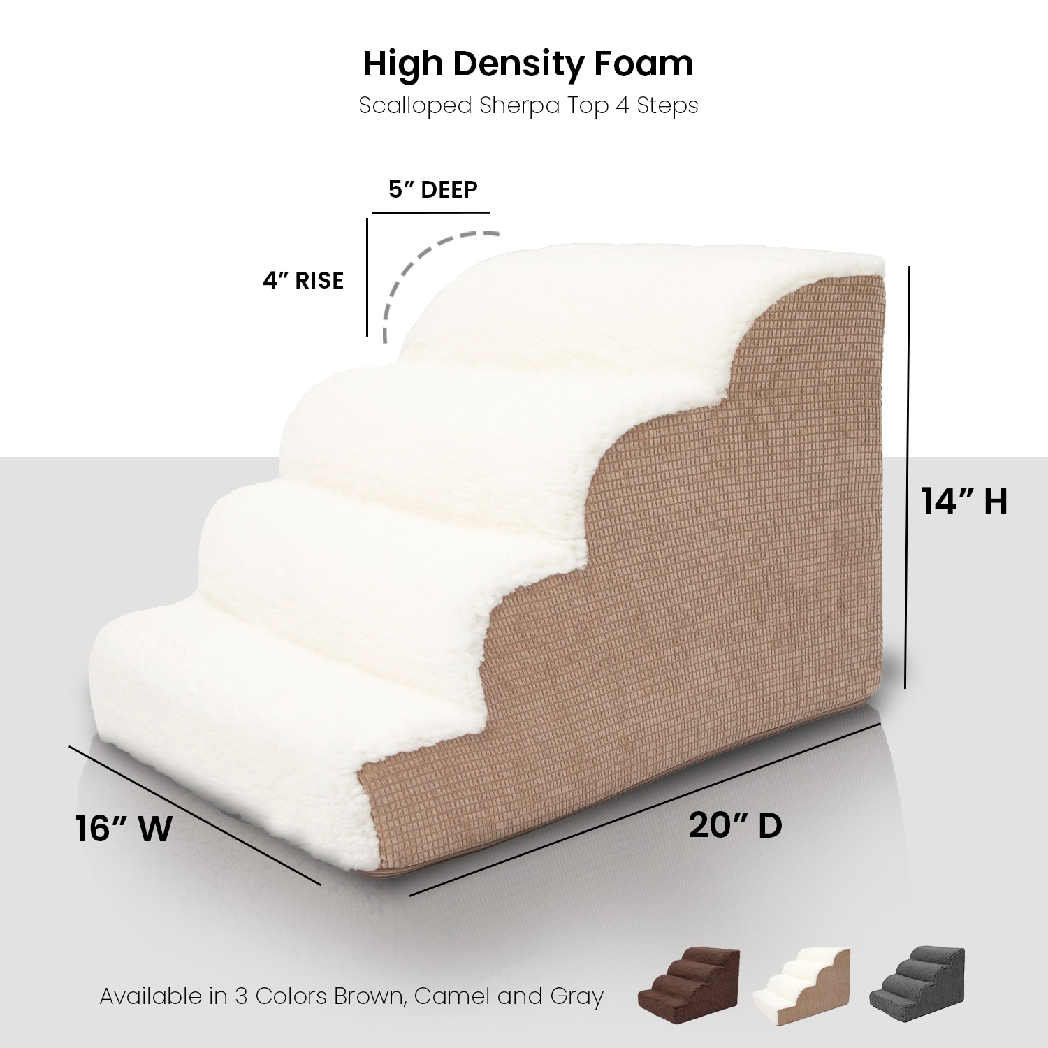 Camel Sherpa Top High Density Foam Pet Steps