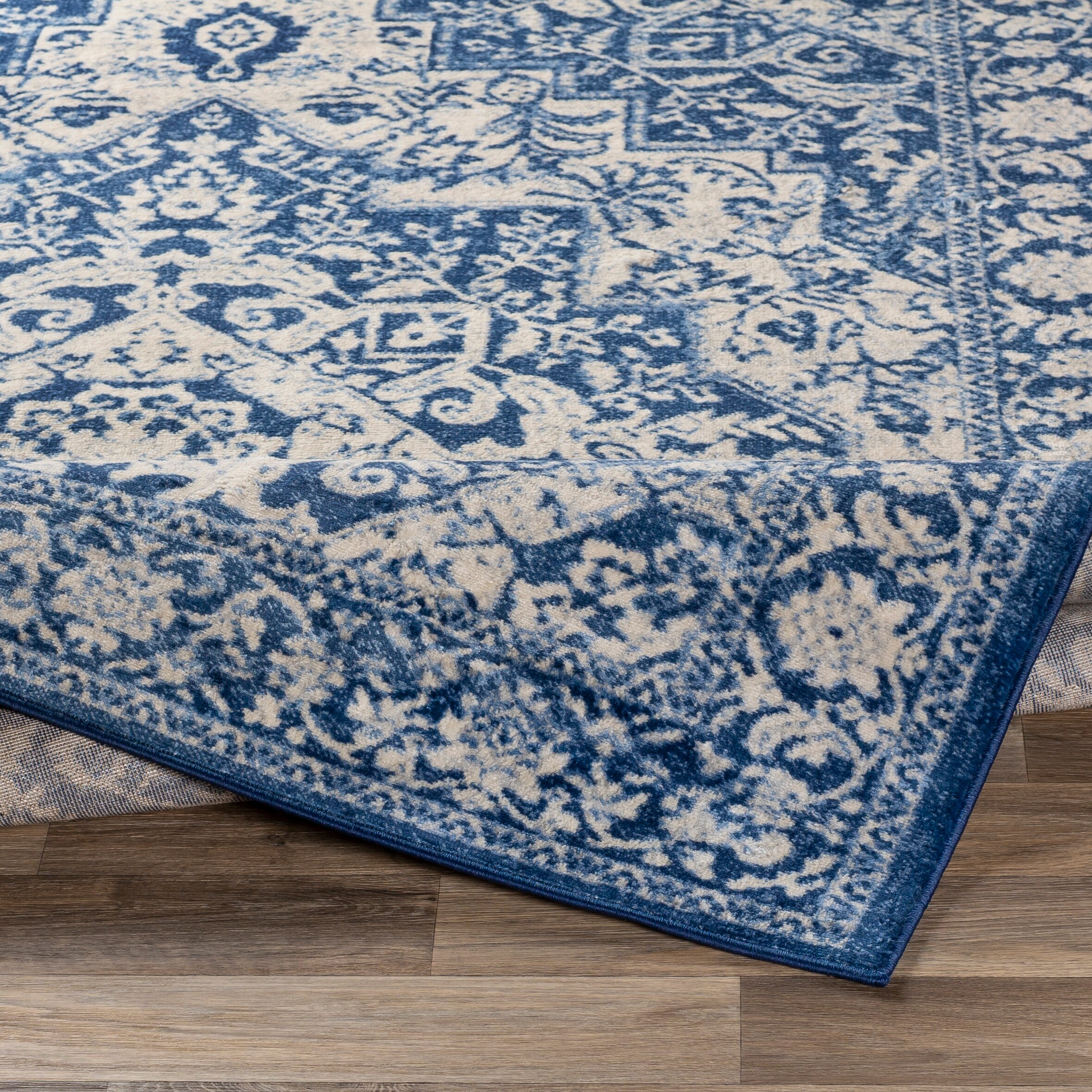 Livabliss Monaco 8 X 10 (ft) Navy Indoor Medallion Oriental Area Rug in ...