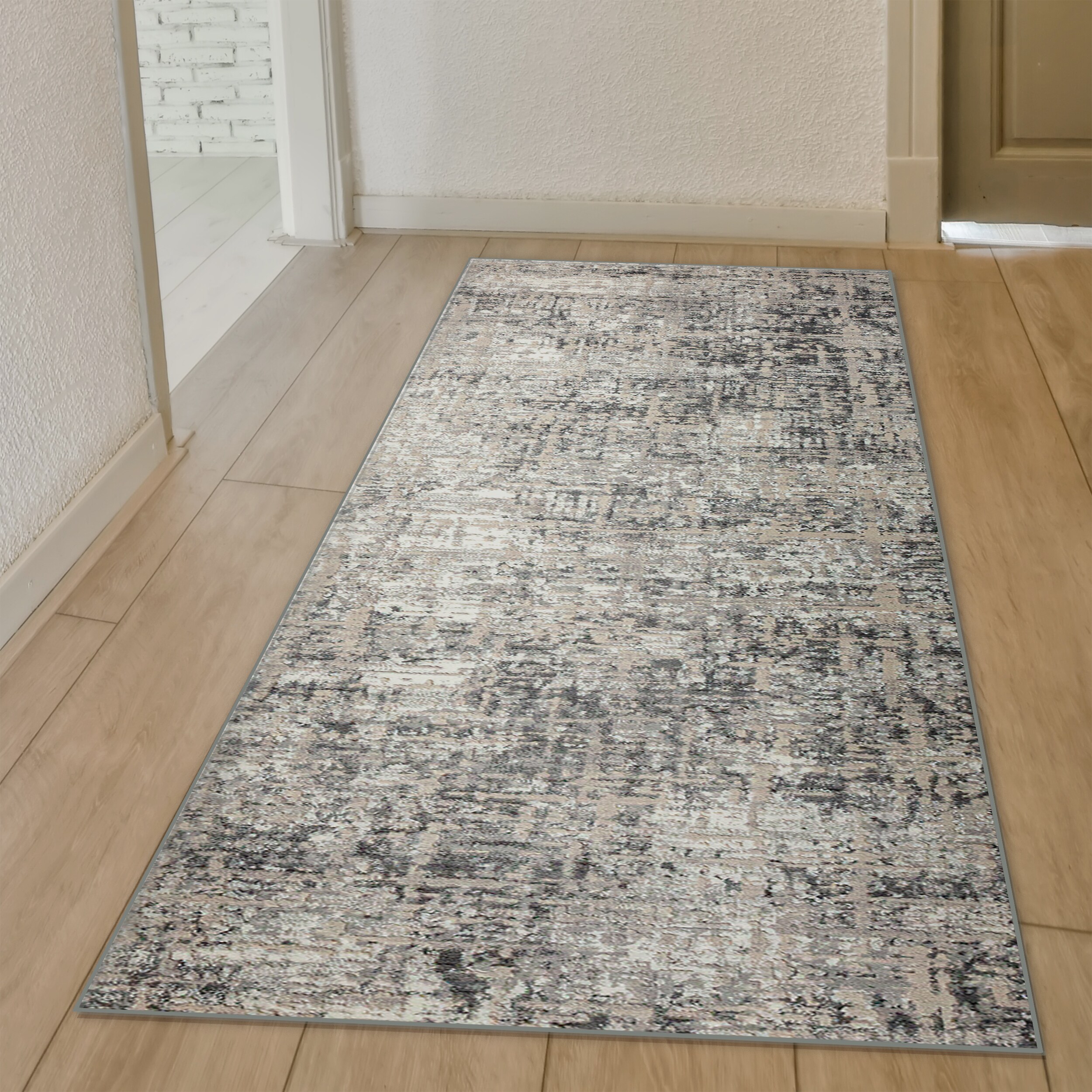 Radici USA 1241/1014/GREY Livigno 2 x 8 (ft) Loomed Polypropylene Grey Rectangular Indoor Abstract Mid-Century Modern Runner rug