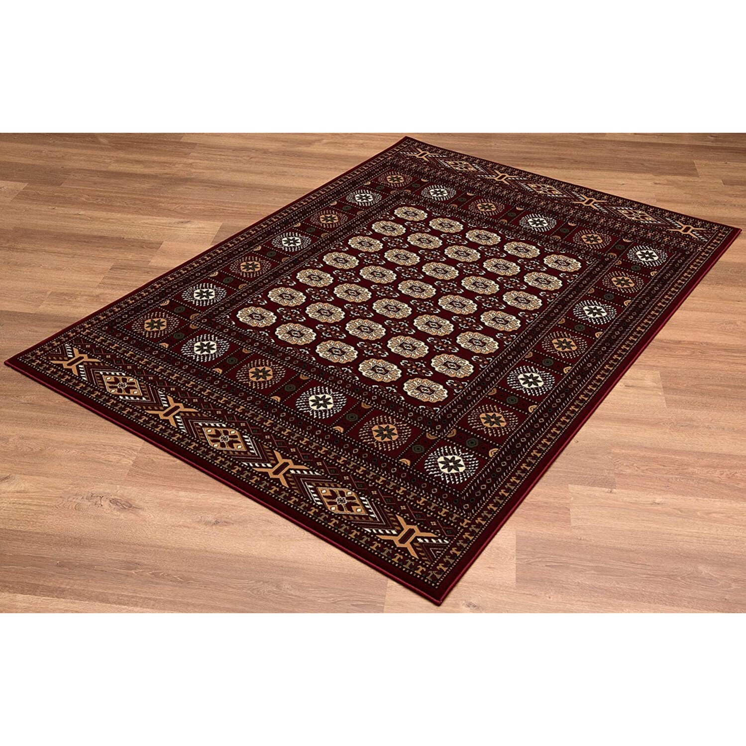 HomeRoots 4000395471 7 x 9 (ft) Olefin Red Rectangular Indoor Medallion Area rug
