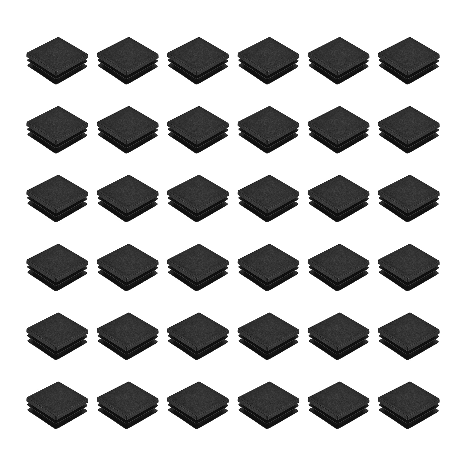 Unique Bargains 32pcs Square Plastic Plugs 38 x 38mm/1.5 x 1.5inch PE Pipe Tubing End Caps for 32-36mm/1.26-1.42inch Square Tube Furniture Chair Leg Black
