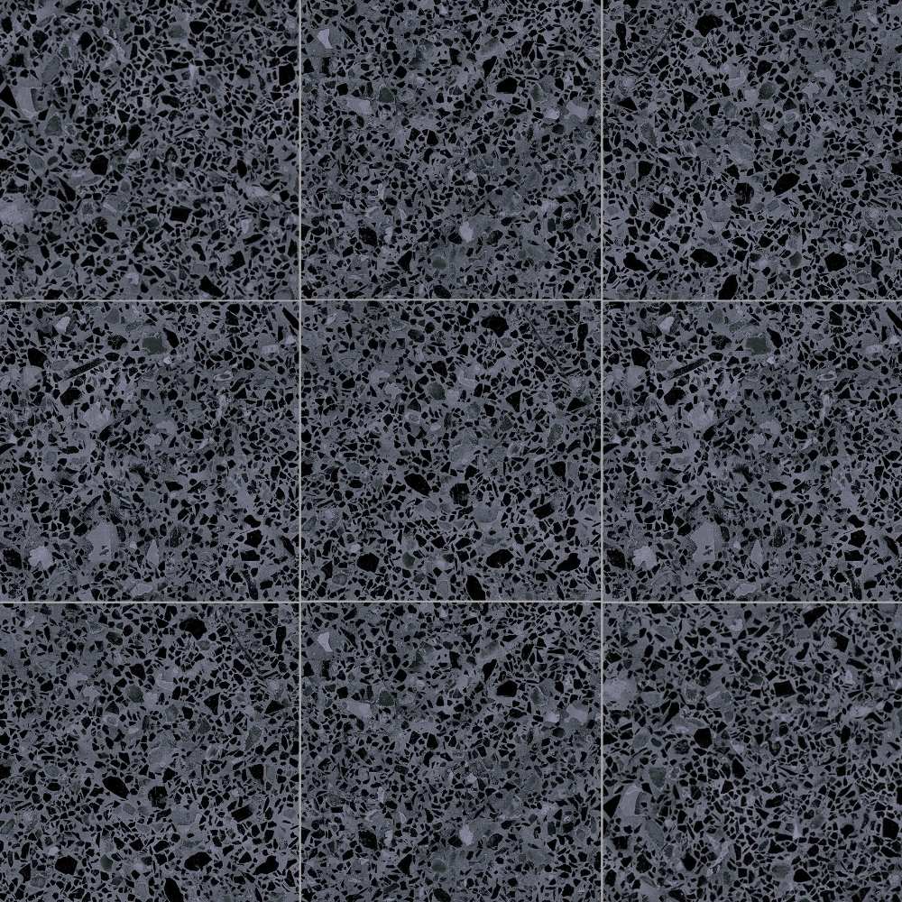 The Tile Life SBATT0808GR Sample- Terrazzo Grafito Blue 6-in x 6-in Matte Porcelain Patterned Floor and Wall Tile