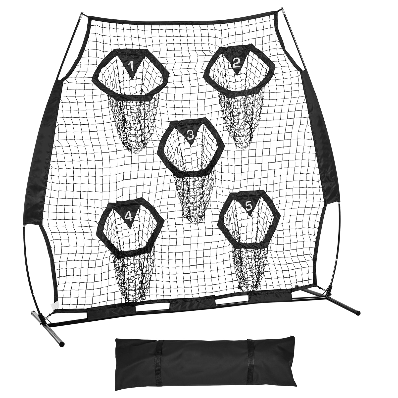 GIVIMO 6-ft x 6-ft Football Trainer Throwing Net with 5 Target Pockets Knotless Polyester Portable Carry Case for QB Accuracy Drills
