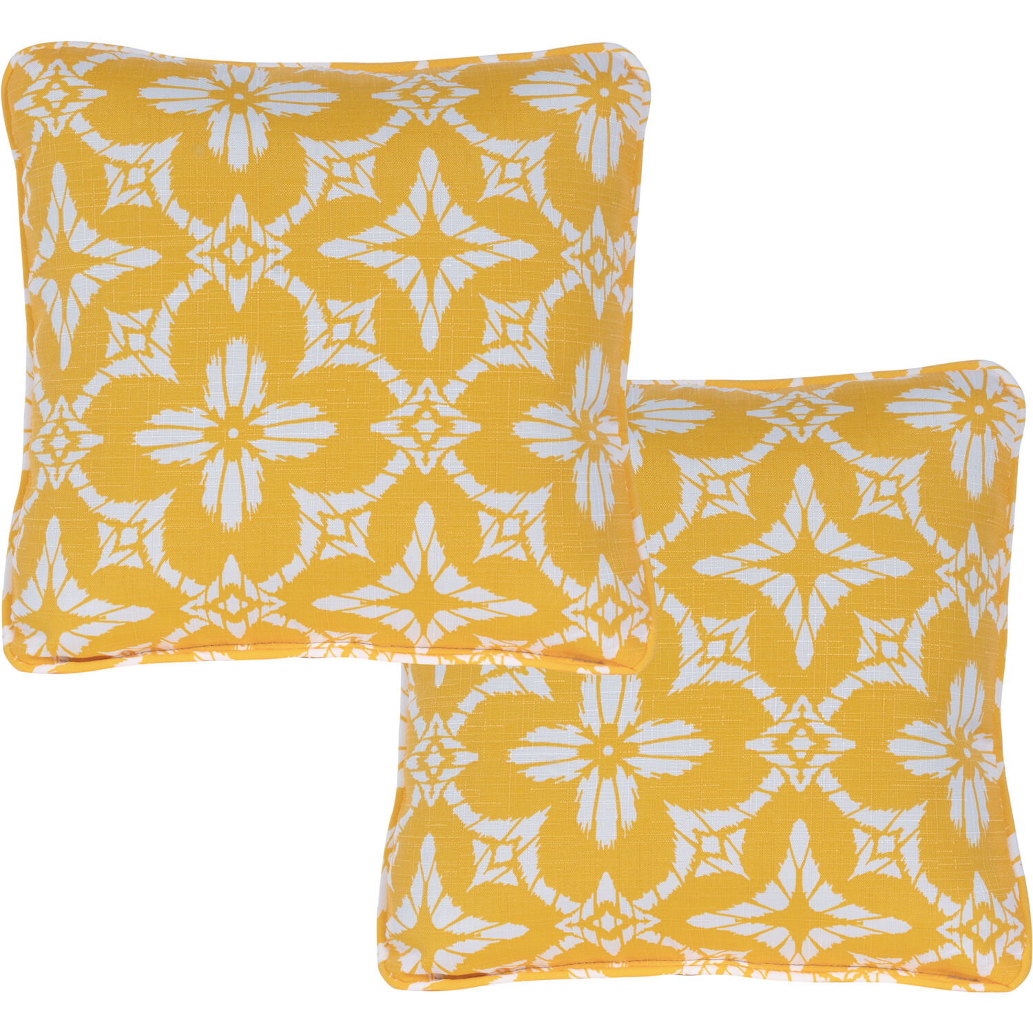 Hanover HANTPFLOR-YEL-2 2-Pack Floral Yellow Square Throw Pillow
