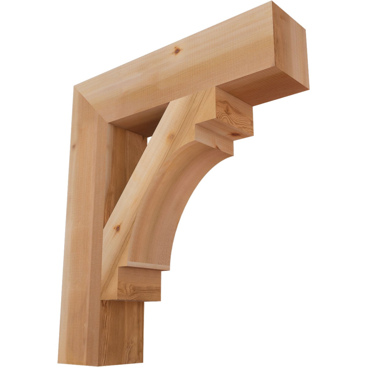 Ekena Millwork BKT06X26X30MRC05SWR Merced block smooth 5-1/2-in x 26-in x 30-in Western red cedar Brown Wood Standard bracket