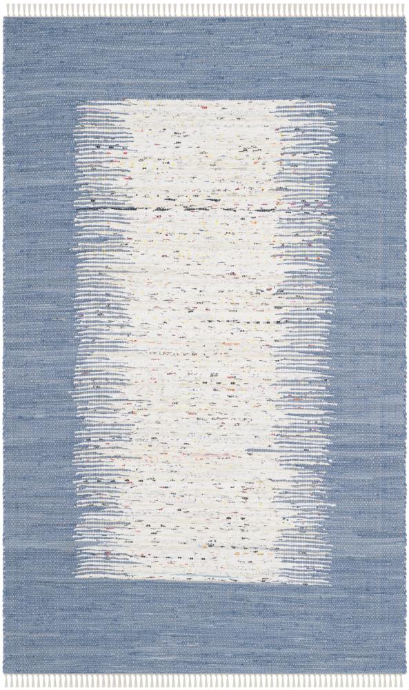 Safavieh MTK711E-6 Montauk Keeling 6 x 9 (ft) Cotton Ivory/Dark Blue Rectangular Indoor Border Coastal Area rug