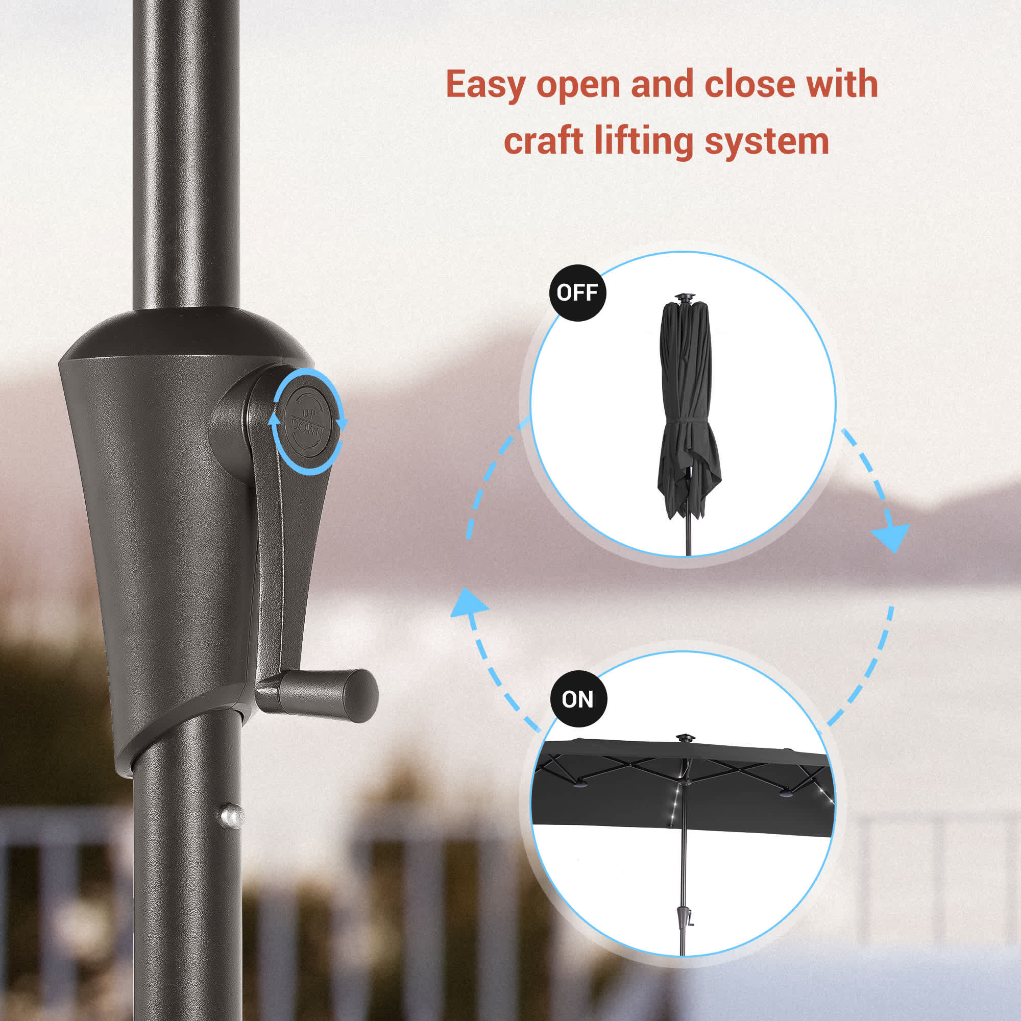 Aok Garden LWP-SM-LED330BK Umbrellas-2 - View #6