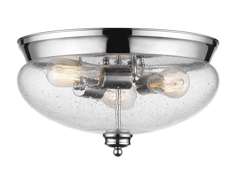 Z-Lite 722F3-CH Amon 3 -Light 15-in Polished Chrome Flush Mount Light