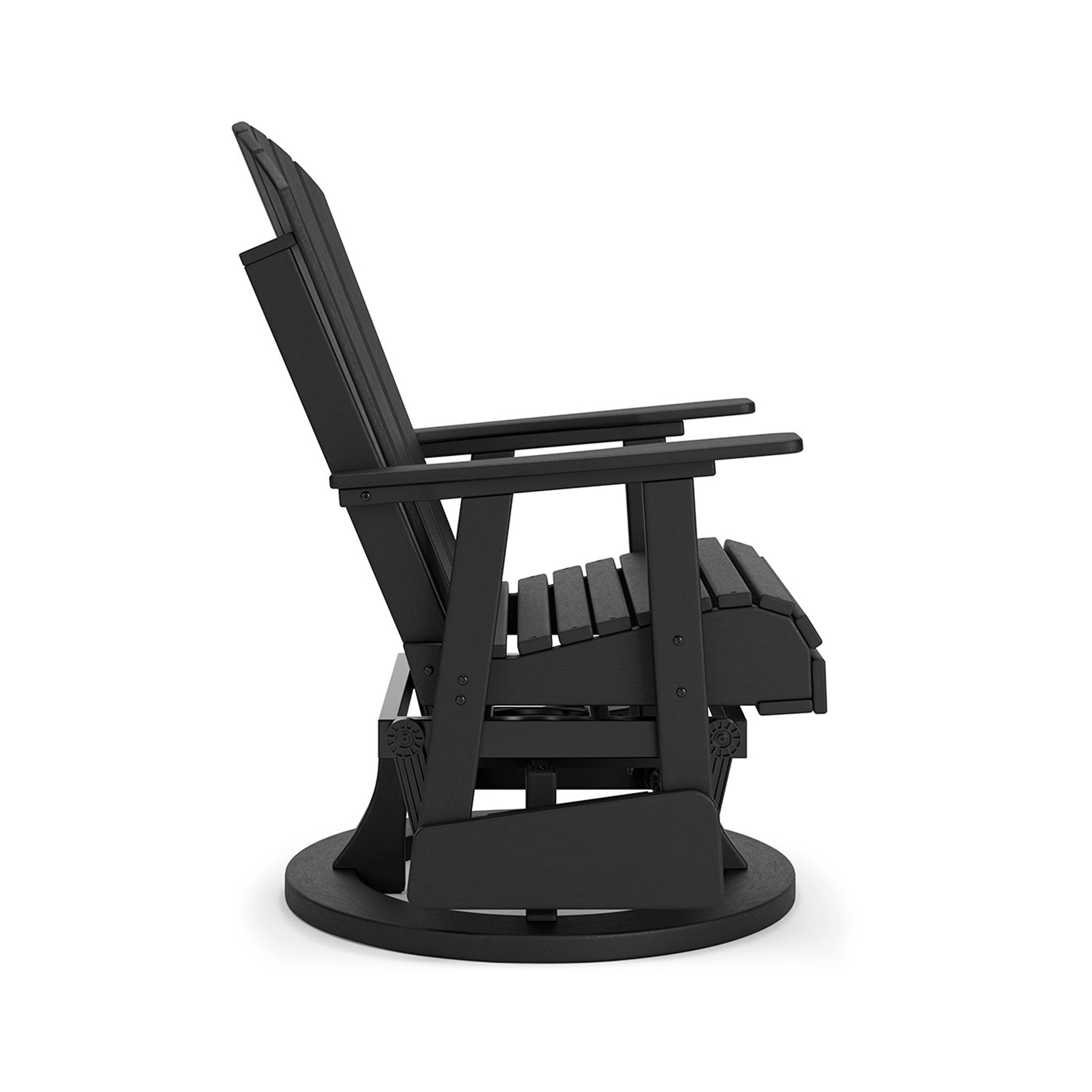 Black HDPE Outdoor Swivel Glider Chair with Adirondack Design