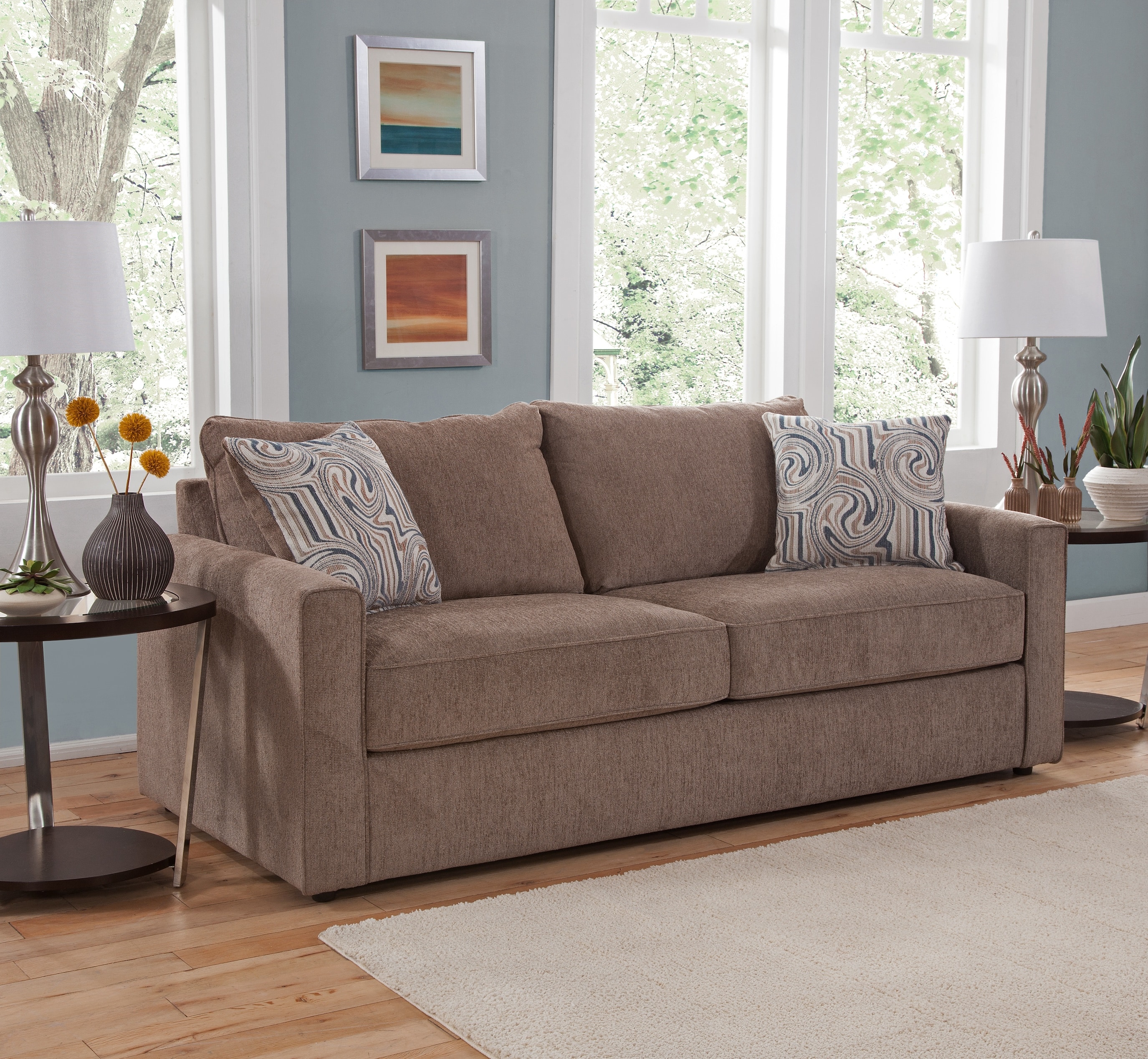A Furniture Classics 8-010-A441V2 77-in Casual Latte Chenille Sofa