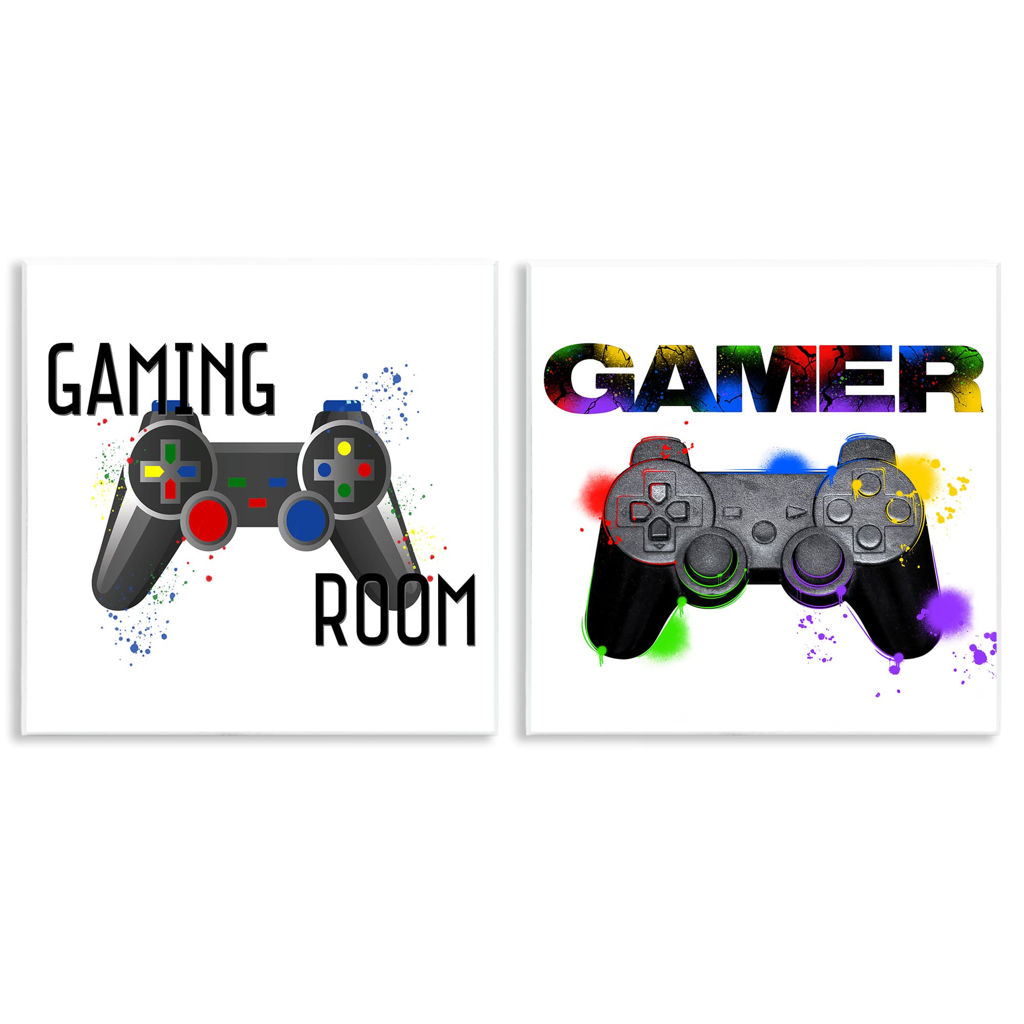 Stupell Industries B2-802-WD-2PC-12X12 Retro Gaming Room Control 2 Piece Wall Plaque Art Set By Kim Allen Marcus Prime 12 x 12