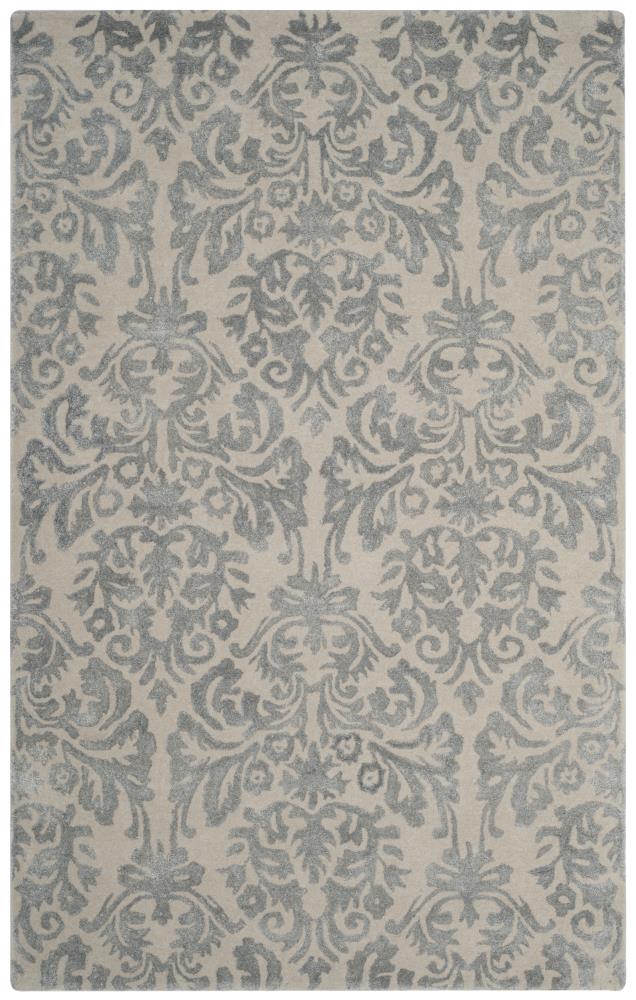 Safavieh BEL156A-5 Bella Alou 5 x 8 (ft) Tufted Synthetic Ivory/Silver Rectangular Indoor Damask Area rug