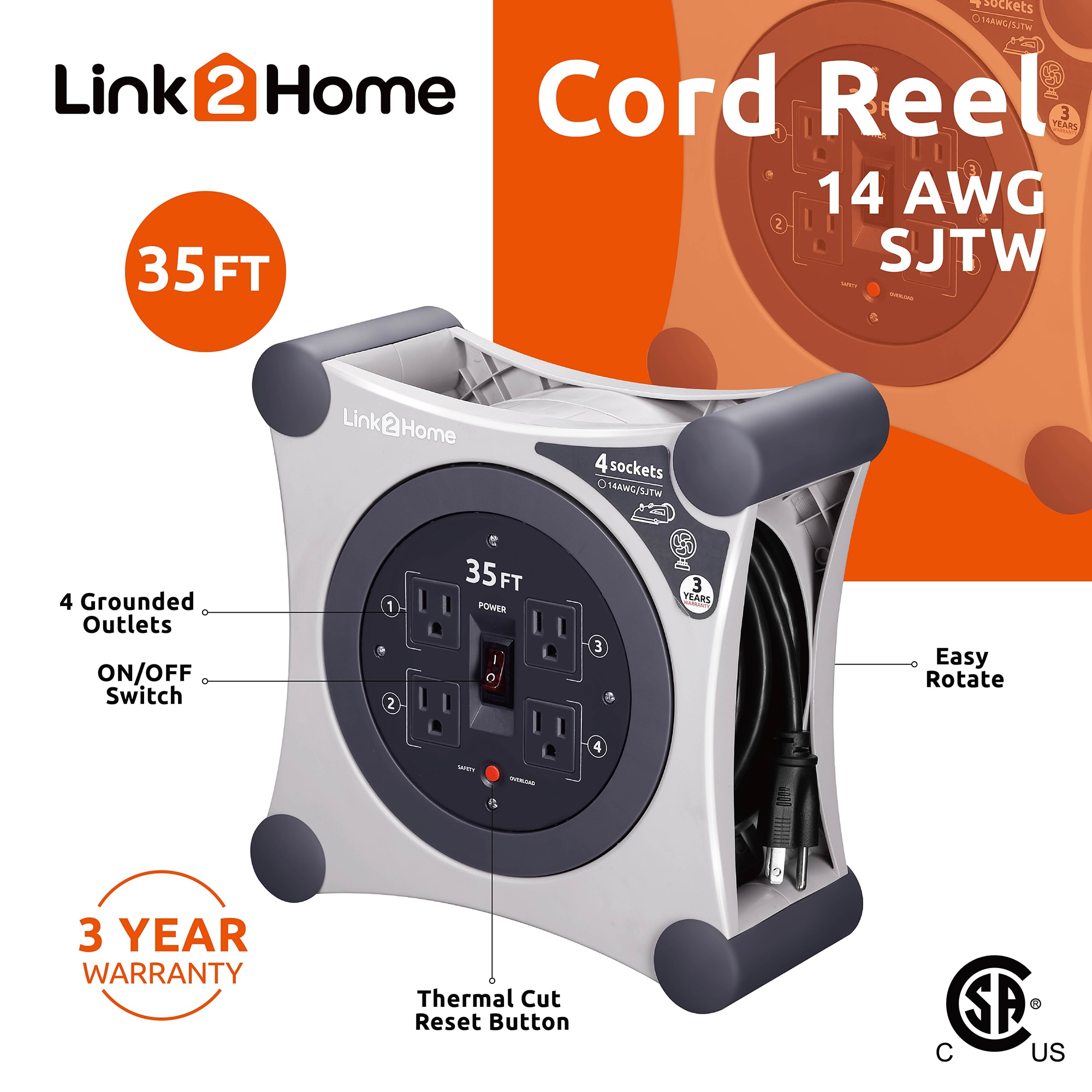 Link 2 Home cord reel 50ft 