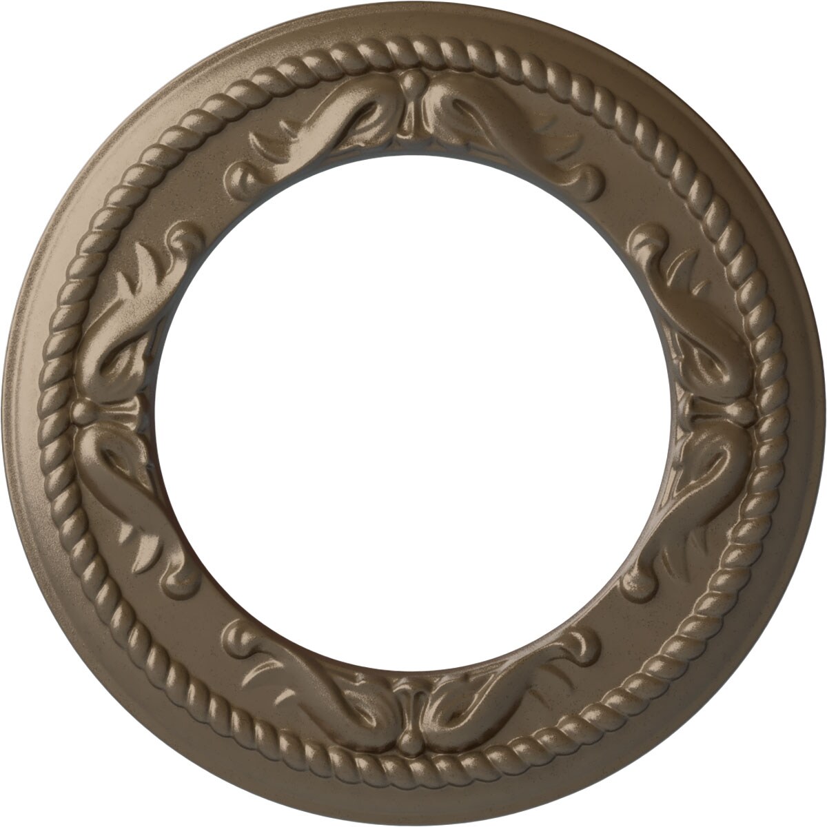 Ekena Millwork CM12MEWSS Roped Medway 12.25-in W x 12.25-in L Painted Warm Silver Polyurethane Whole Ceiling Medallion