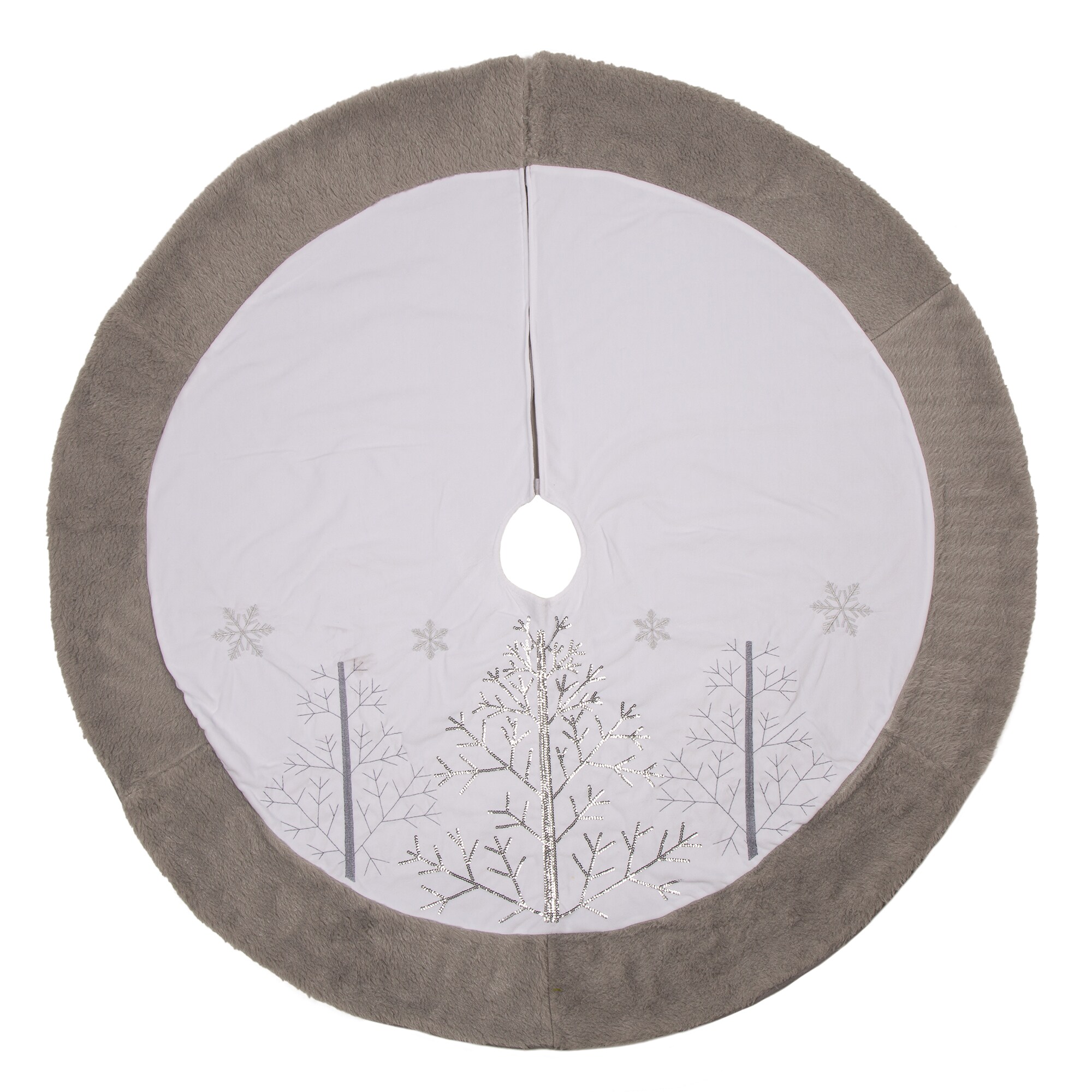 Glitzhome 2004700063 48-Inches White Tree skirt
