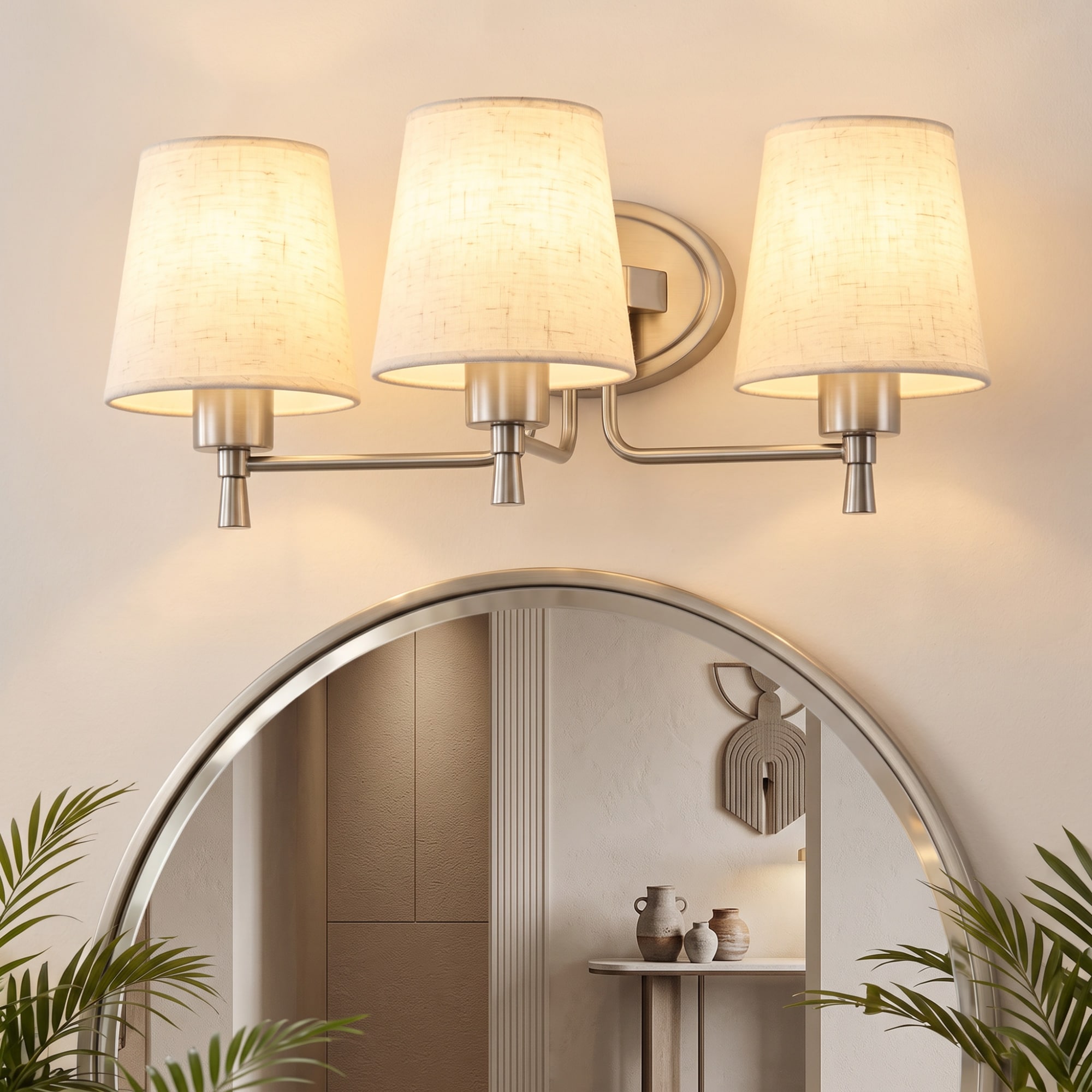POWLIG Vanity light 20.47-in 3 Light Brushed Nickel Modern/contemporary Bathroom Vanity light
