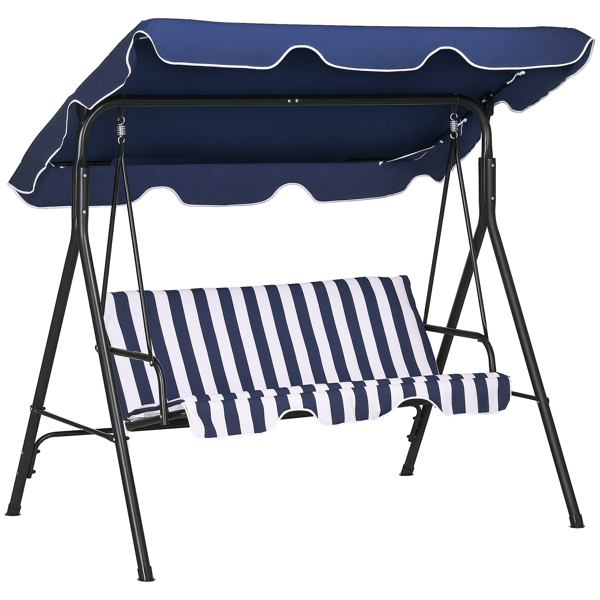 Outsunny -  3Seat Outdoor Patio Swing Chair with Removable Cushion Steel Frame Stand and Adjustab...