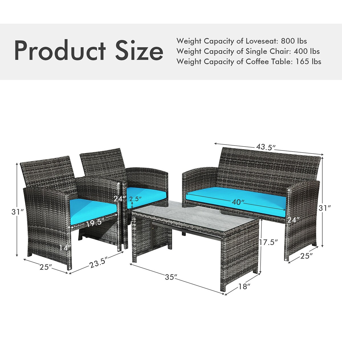 WELLFOR OUJ63238TU Patio-Conversation-Sets - View #6
