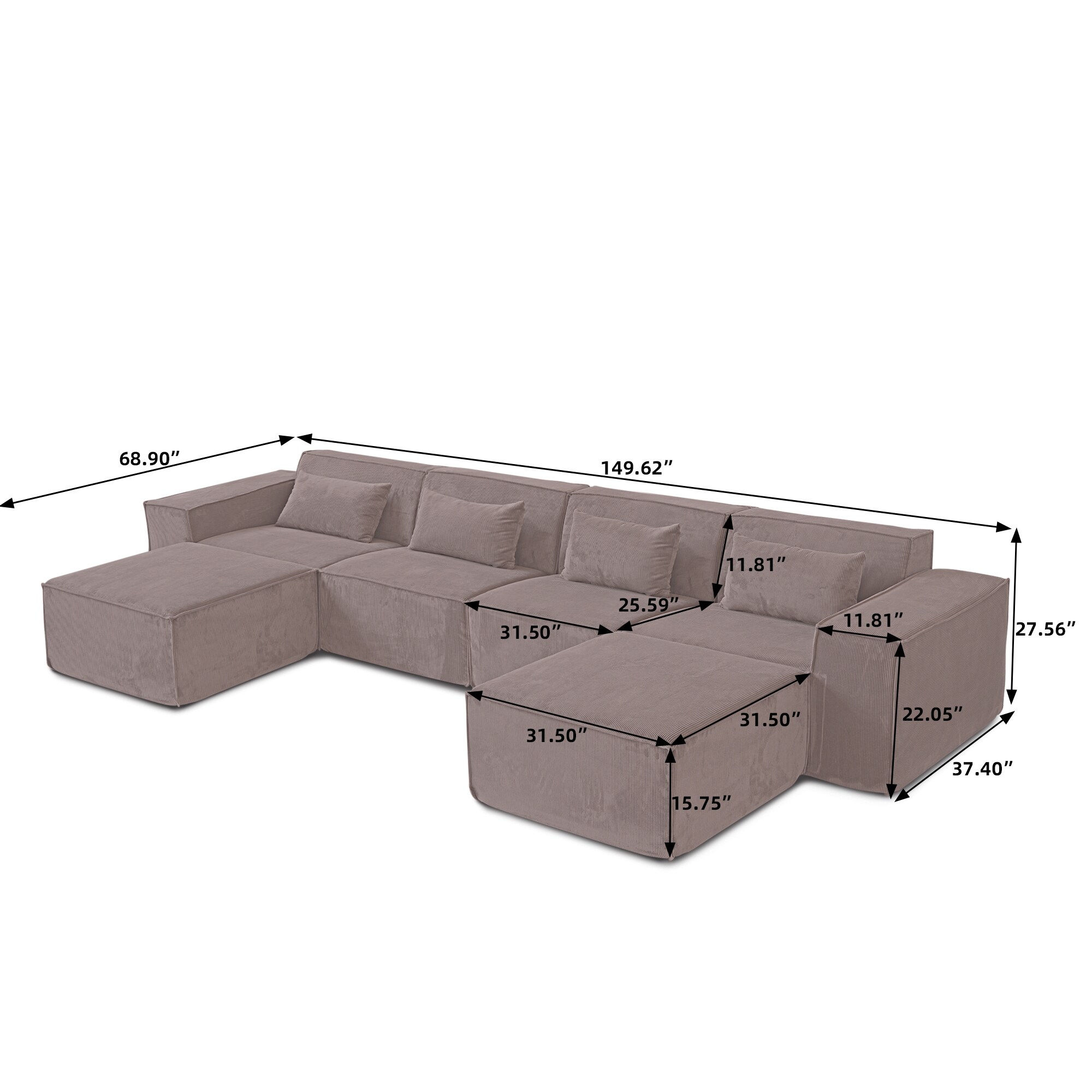 BuotiqHom DH-SF4+2-130BR Sofas-Loveseats - View #2
