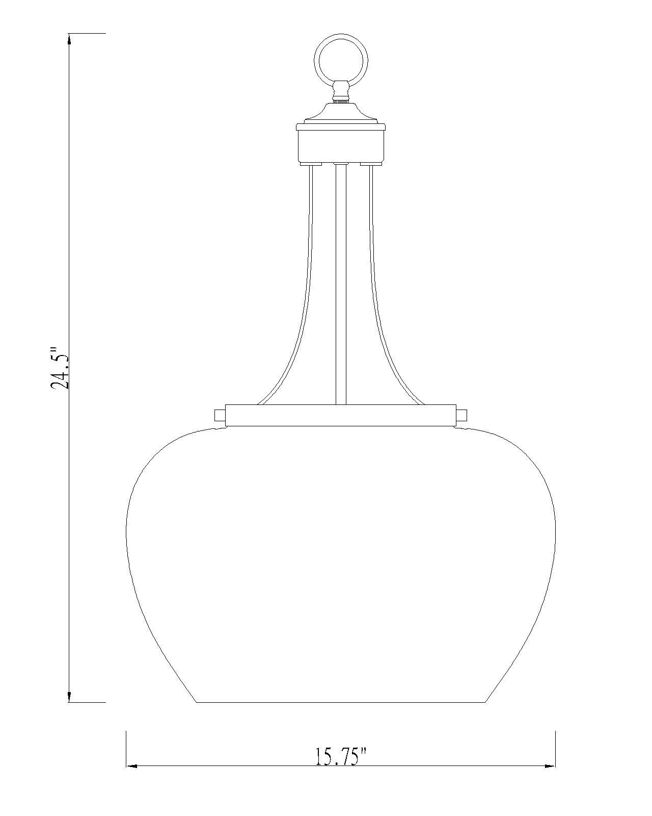 Matte Black Steel and Glass 3-Light Pendant