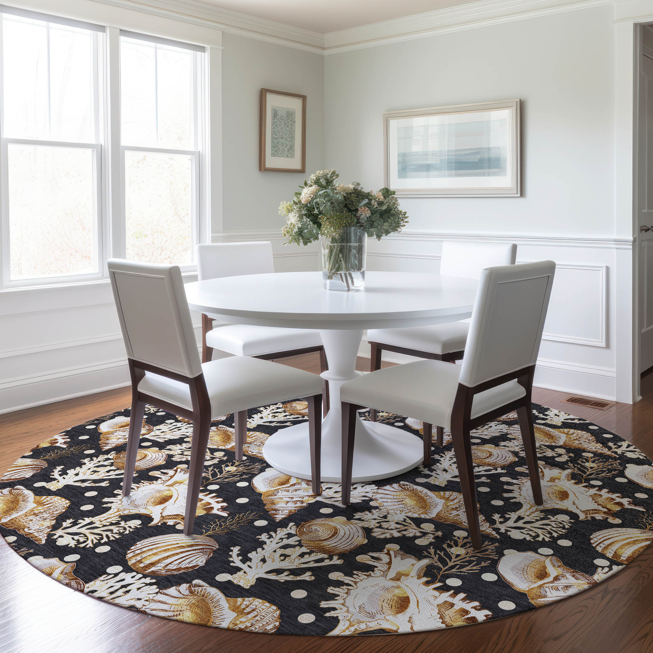 Addison Rugs AMF185MI8RO Mayfield AMF185MI 8 x 8 (ft) Loomed Polyester Midnight Round Indoor Geometric Machine washable Area rug