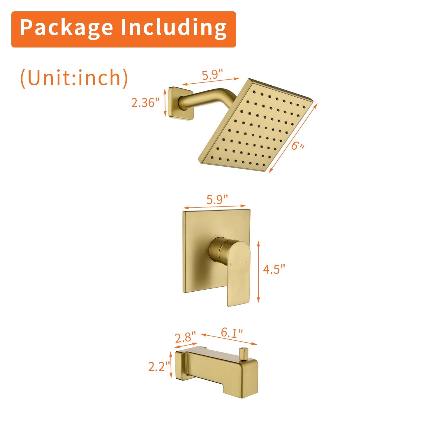 Boyel Living BL88064BG Tub-Shower-Faucets - View #2