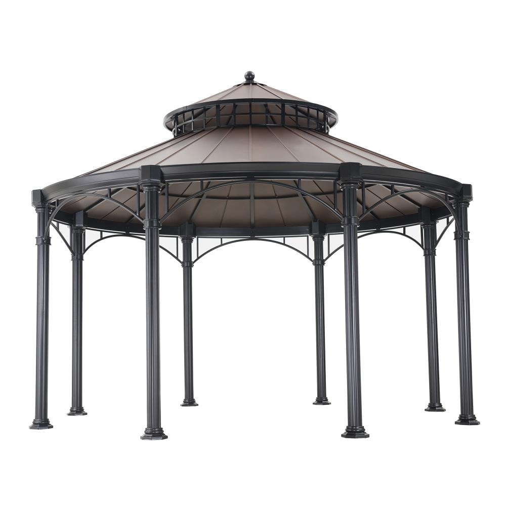 Sunjoy Copper Metal Octagon Gazebo with Steel Roof (Exterior: 14.3-ft x ...