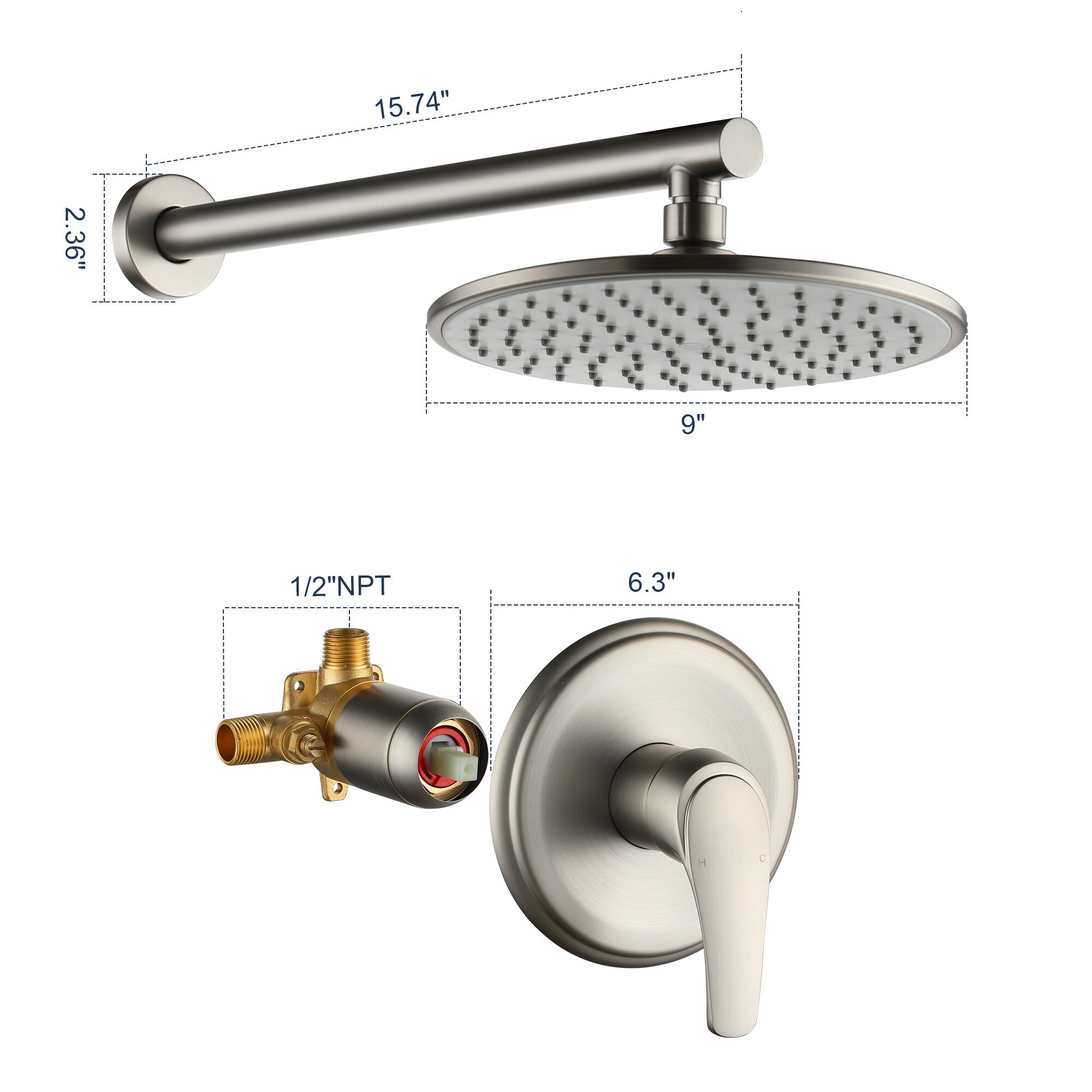 CASAINC M6066-B-10-CP Showerhead-Bar-Panels - View #5