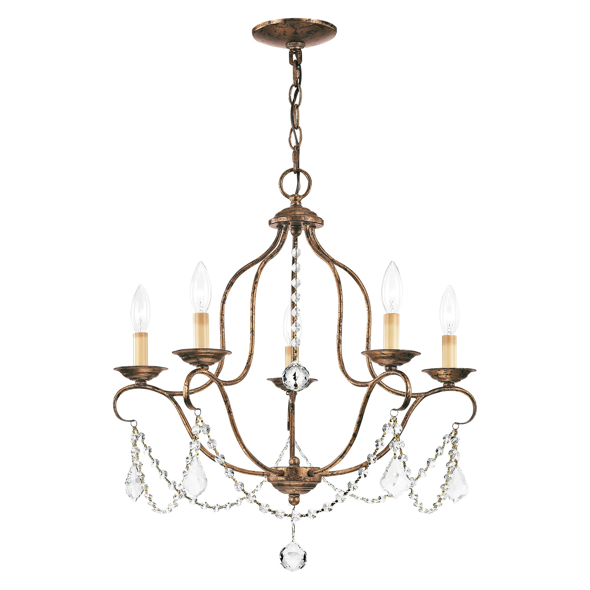 Venetian Golden Bronze Mini Crystal 5-Light Chandelier