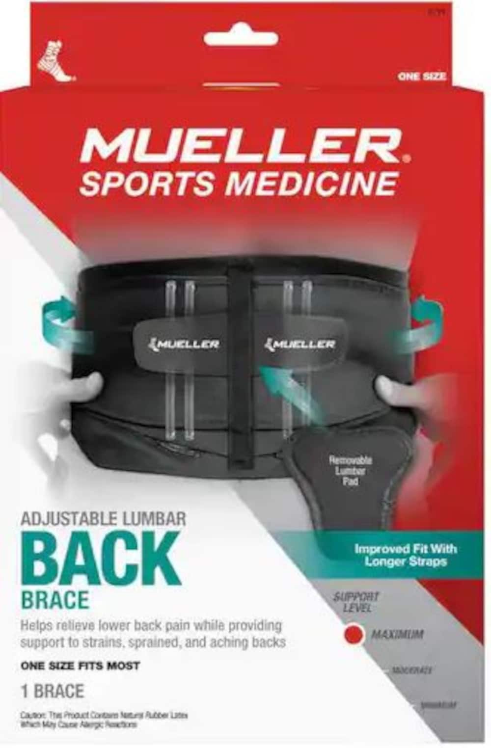 Mueller Sports Medicine Mueller Adjustable Lumbar Back Brace 1 Ct in the  Back Braces & Suspenders department at
