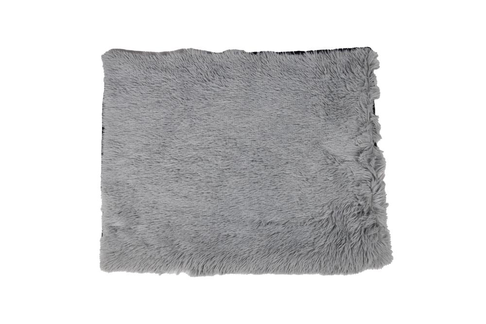 Mind Reader 3040VDBLA-GRY Rectangular Grey Faux Fur Pillow Dog Bed