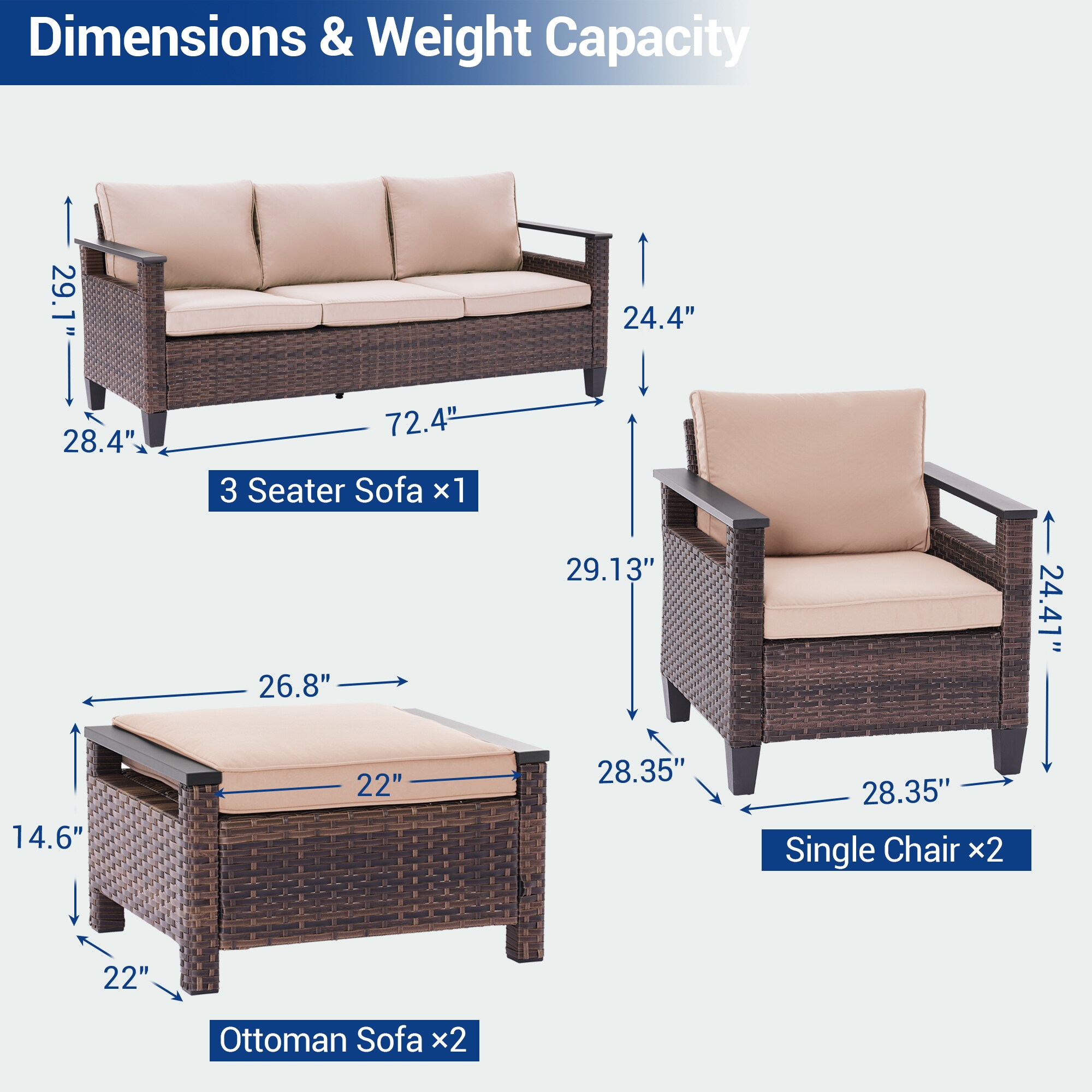 Sonkuki SD-AB-HBG-95T1 Patio-Conversation-Sets - View #2