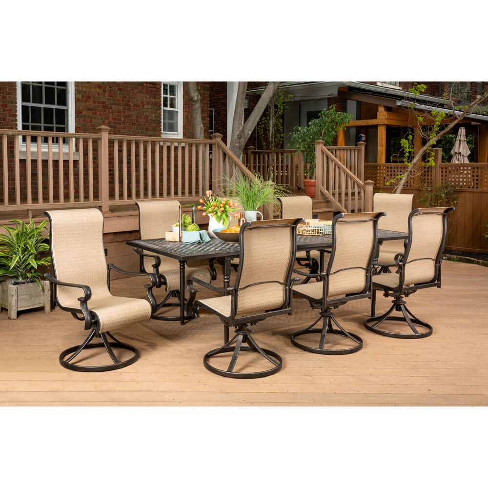 Brigantine 9-Piece Beige and Black Aluminum Outdoor Dining Set