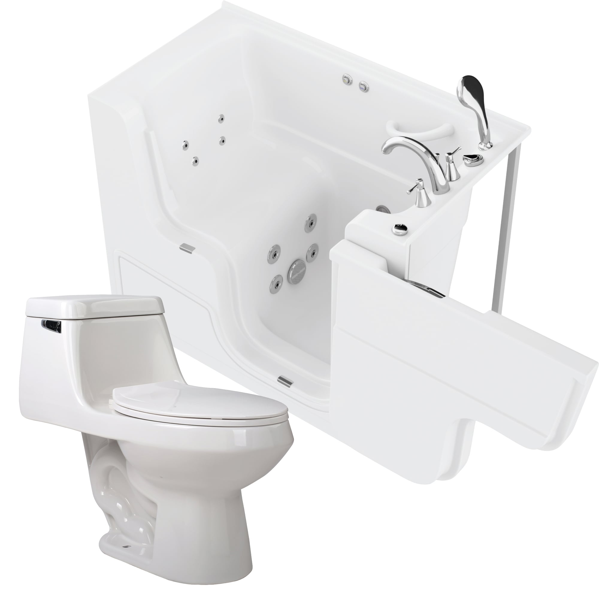 Endurance LS Series 29.375-in x 52.25-in White Gel-coated Fiberglass Rectangle Walk-in Whirlpool Tub with Faucet Hand Shower with Drain ( Right Drain ) #LS2953WCARWH-58