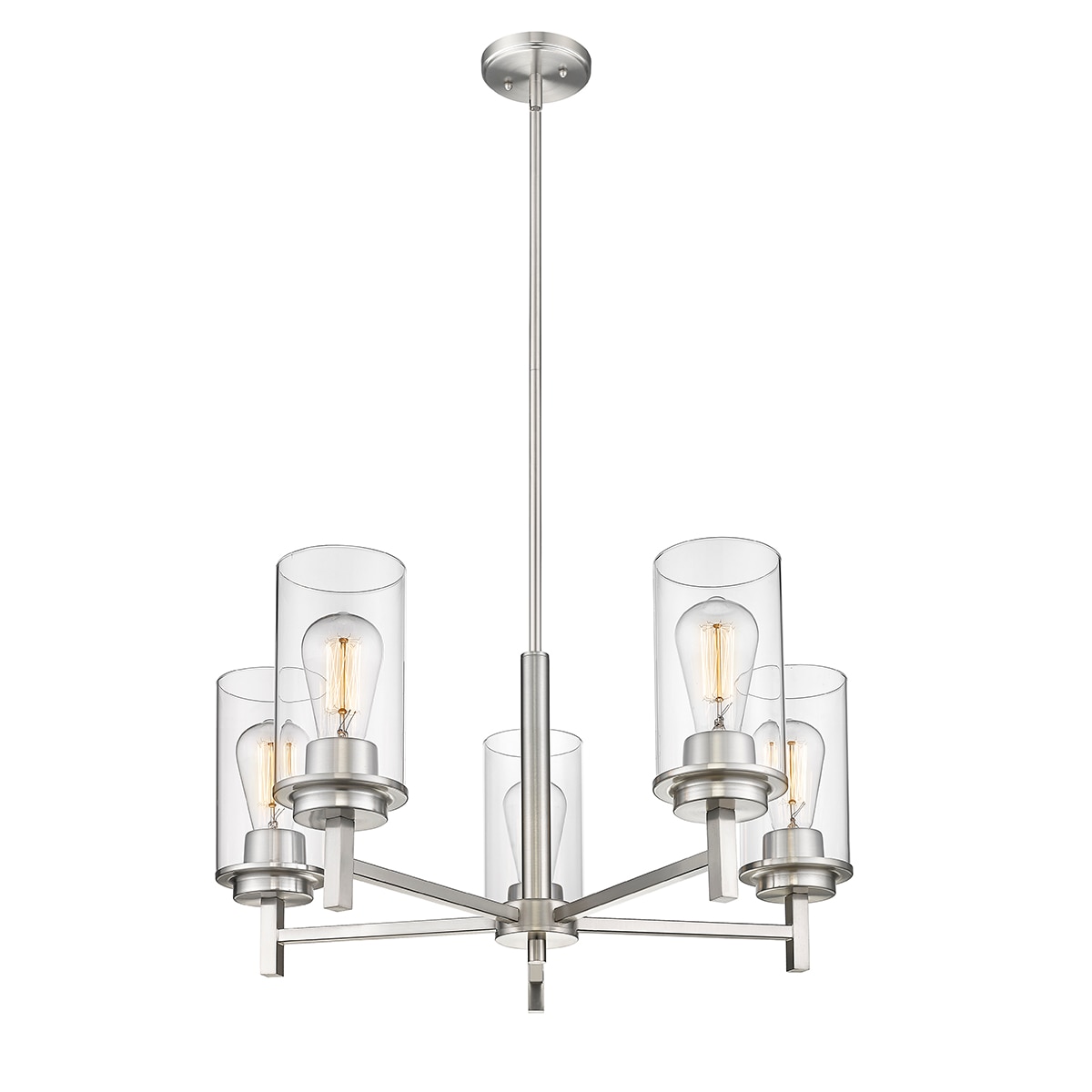 Janna 5-Light Brushed Nickel Chandelier with Clear Glass Shades