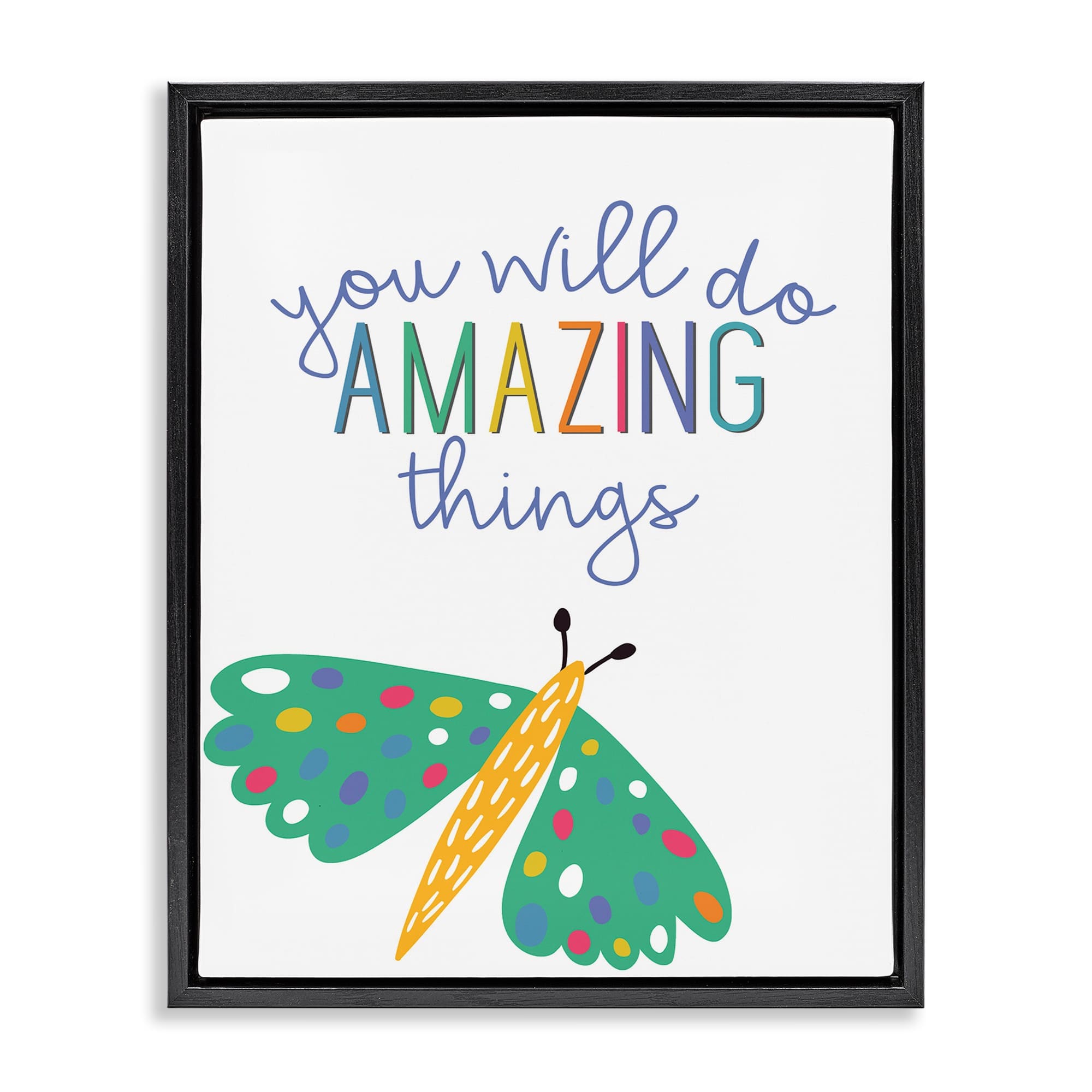 Stupell Industries BS-430-FFB-16X20 Amazing Things with Dragonfly Black Framed Floater Canvas Wall Art By Kim Allen 17 x 21