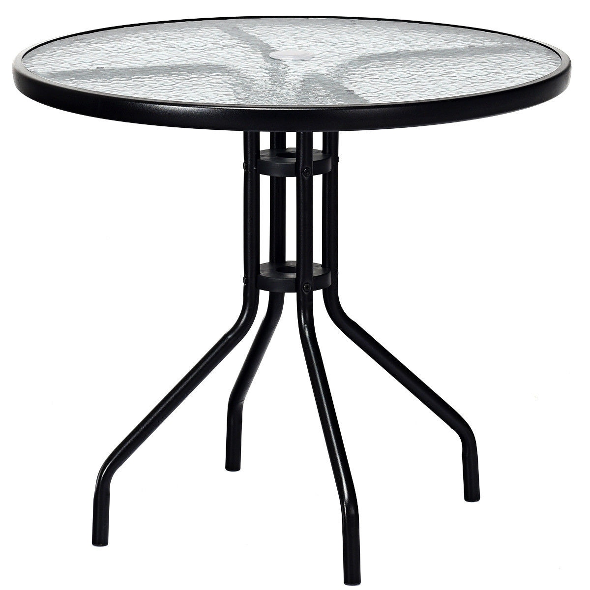 Forclover HYFE-70488 Outdoor Bistro Table Round Outdoor Bistro Table 32-in W x 32-in L with Umbrella Hole