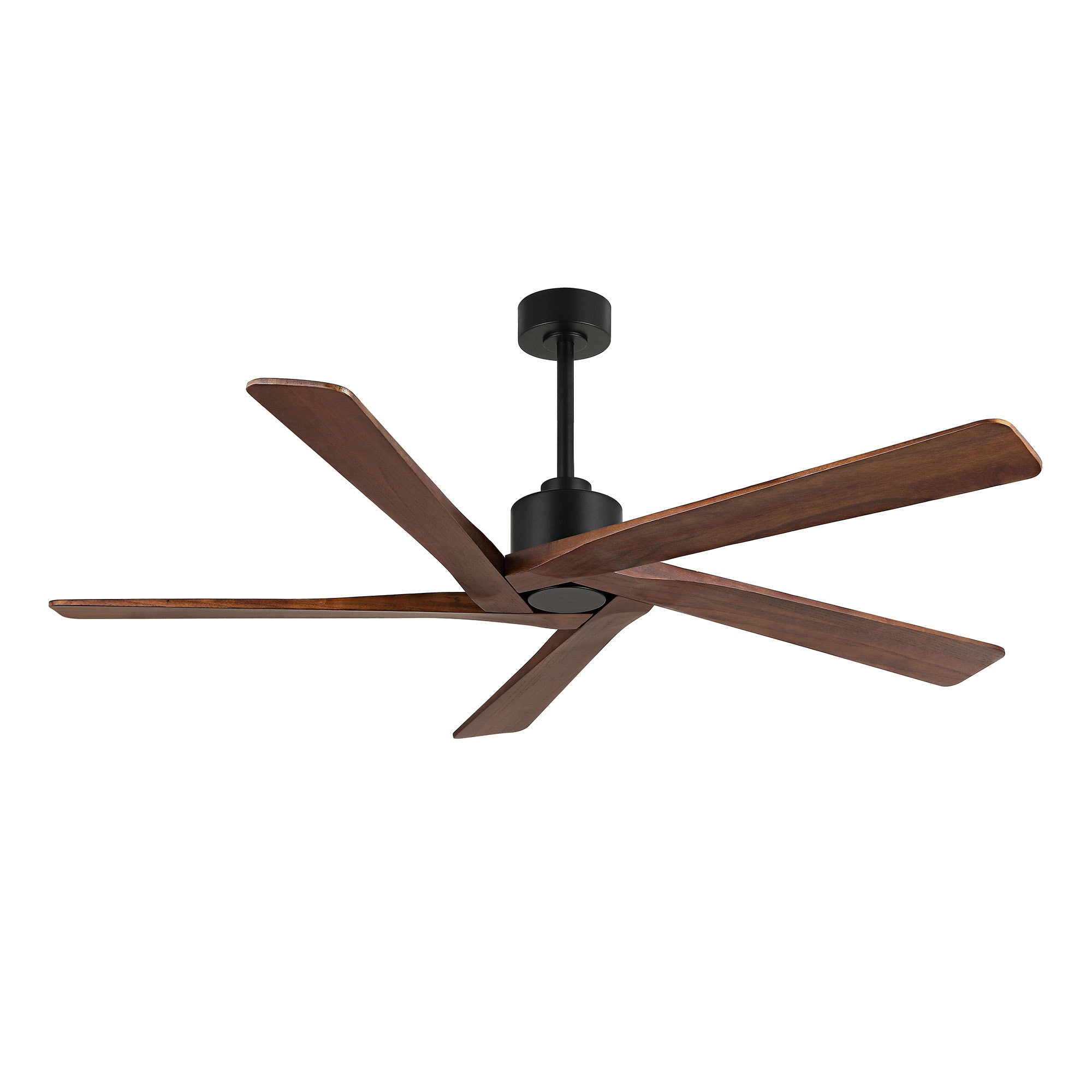 GETLEDEL LECF-BS66-CH 54-in Black with Walnut Blades Ceiling Fan Without Light - Remote Included ( 5 -Blade )