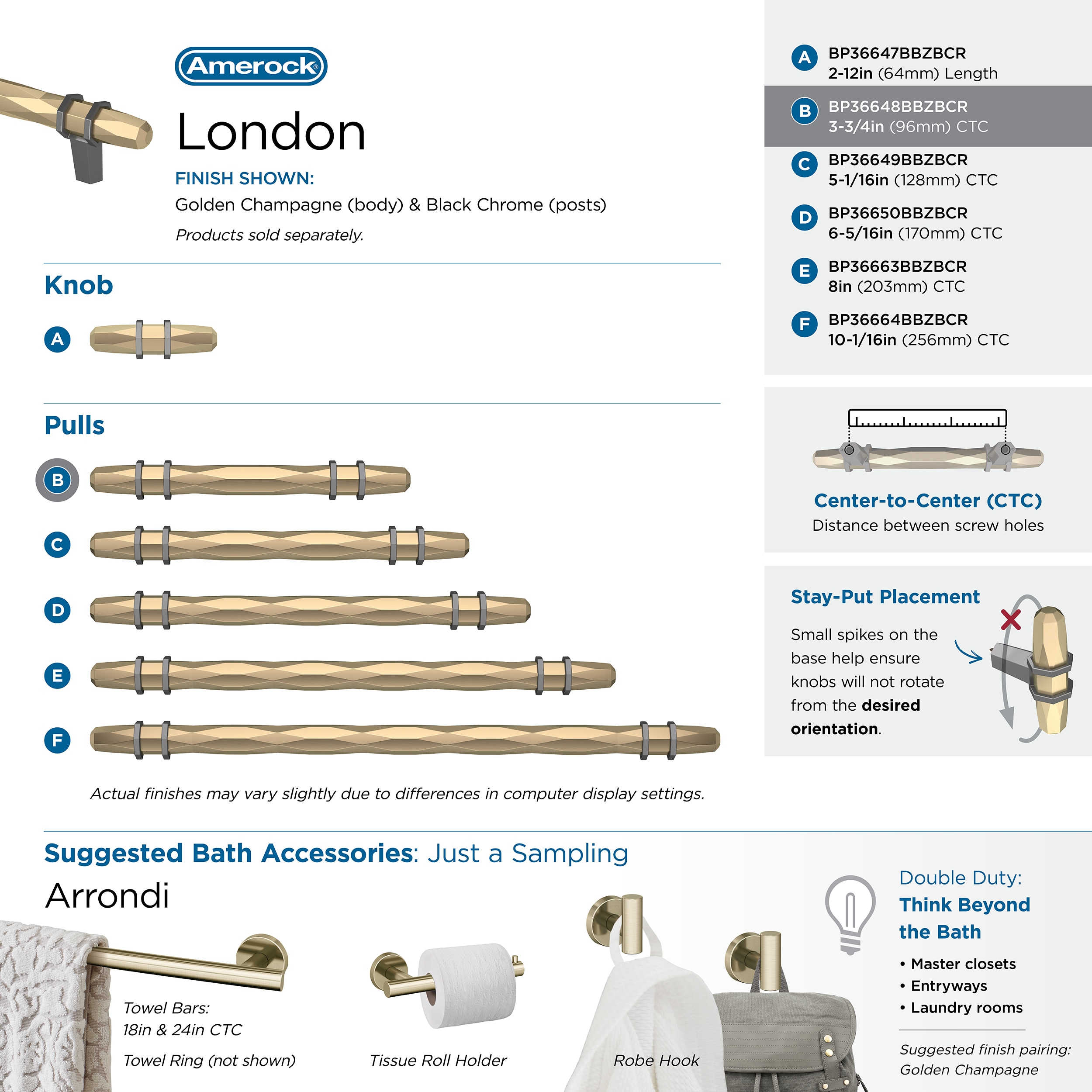 Amerock BP36648BBZBCR Cabinet-Pulls - View #9